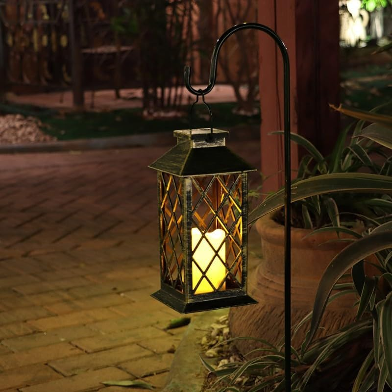 Clearhill 2Pack Solar Garden Lanterns Outdoor, 28Cm*14Cm*2 Waterproof Garden Lanterns with Flickering Flameless Candle, Auto On/Off, Ideal for Patio, Yard, Lawn Decor image number 1