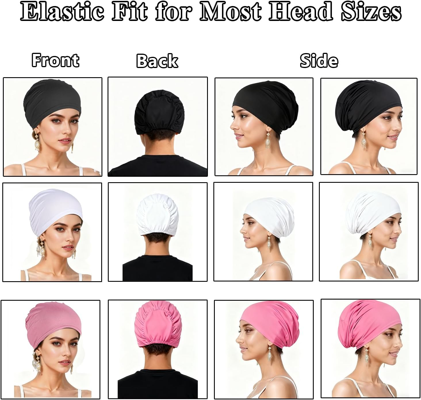 9 PCS Chemo Hats for Women, Breathable Cancer Headwear Elastic Chemo Hats for Hair Loss, Solid Beanie Skull Cap for Sleeping, Hair Bonnet for Patients Recovery, Daily Wear image number 3
