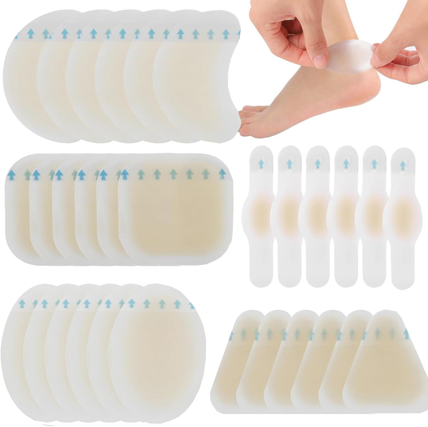 Hydrocolloid Blister Band Aid 30 Pcs -WADY Waterproof Invisible Gel Cushions for Foot, Toe & Heel Blisters, Adhesive Bandaids for Prevention & Healing image number 6