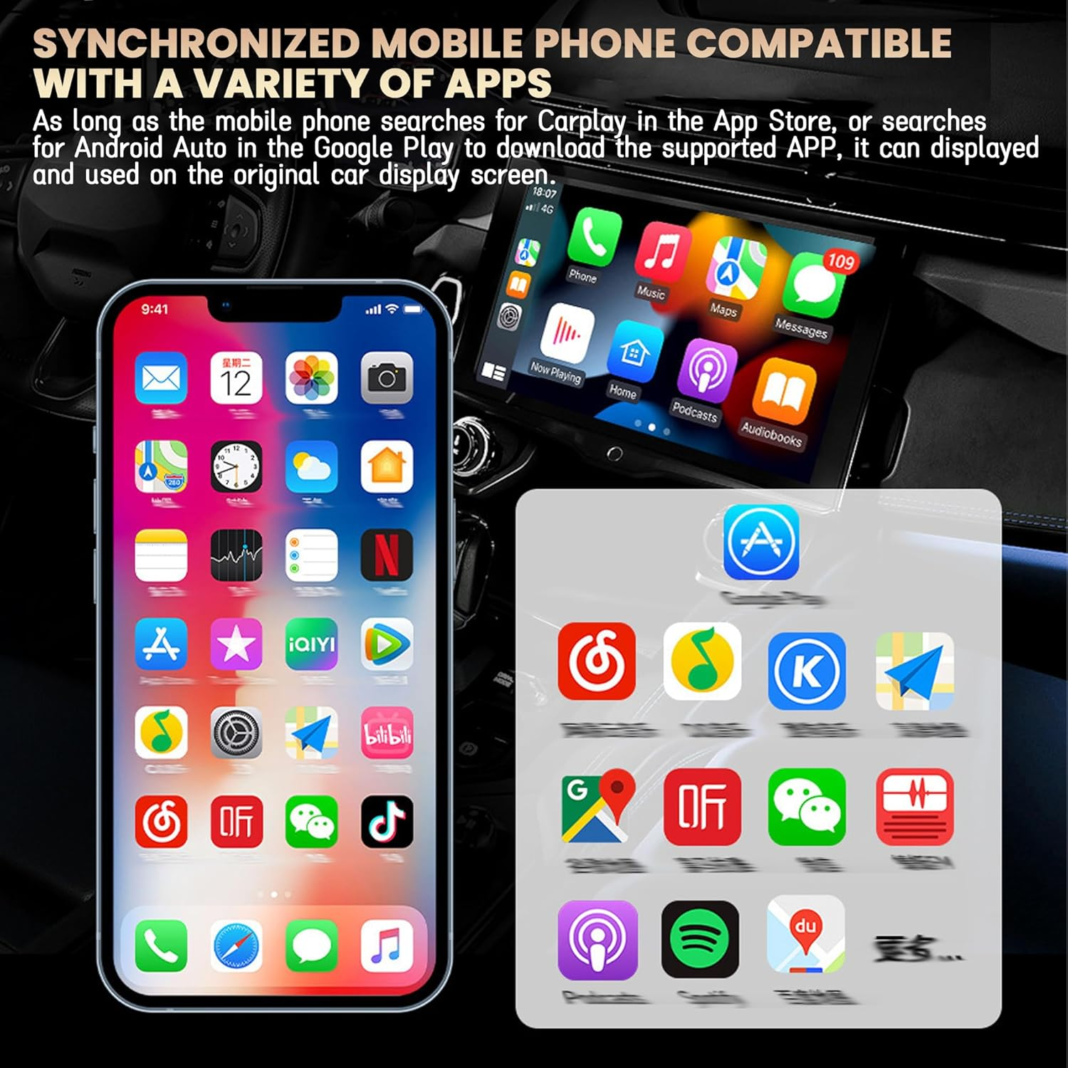 FLYTIN Wireless Carplay Adapter for Iphone, Built-In Car Mini USB Design, Wired Upgrade to Wireless, Split Screen Control, Plug and Play Fast and Stable Connection image number 4