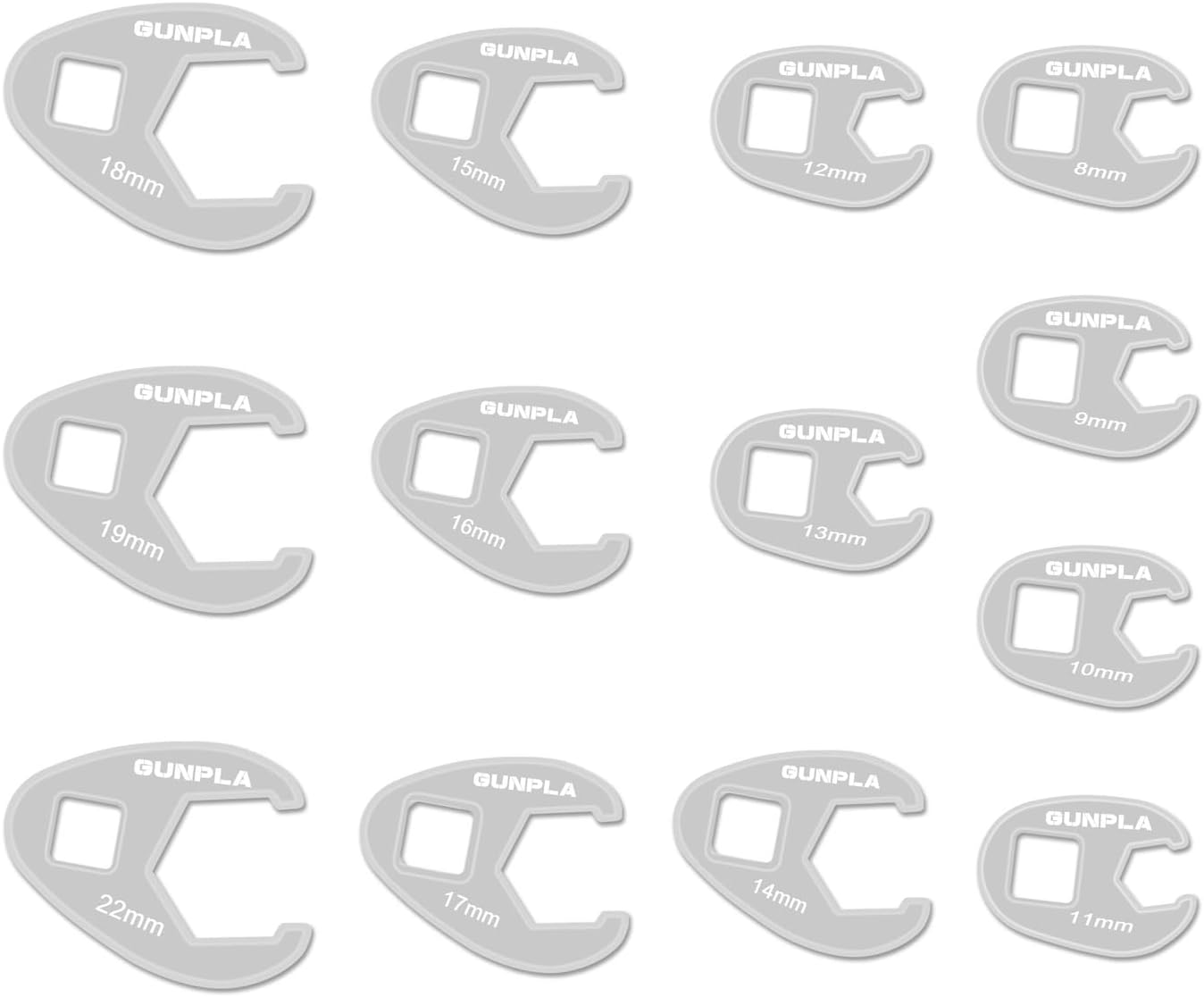 Gunpla 13 Pieces Crowfoot Wrench Set, 8-22Mm Open End Drive Metric Flare Nut Head Chromium Molybdenum Steel Rust Resistant Tool Kit Driver Crows Foot Spanner Wrenches image number 3