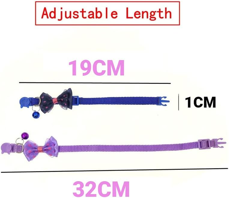 AIMALL Bow Tie Cat Dog Kitten Collar with Breakaway Safety Release Buckle & Bell, Adjustable 0.39In Width, 7.5-12.6In Neck Size image number 4