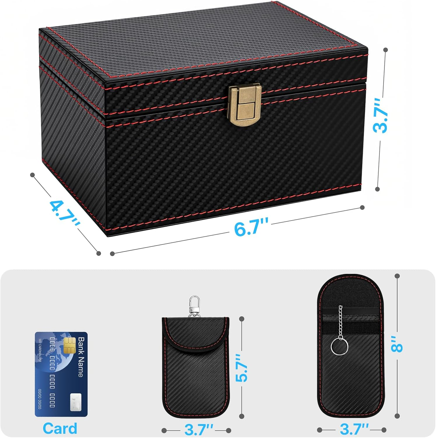 OWLKELA Faraday Box for Car Keys with 2 Signal Blocking Bags, Anti-Theft Blocking Pouch RFID Key Fob Protector Shielding Cage, 6.7&rdquo; X 4.7&rdquo; X 3.7&rdquo; (6-8 Keys Capacity) image number 4