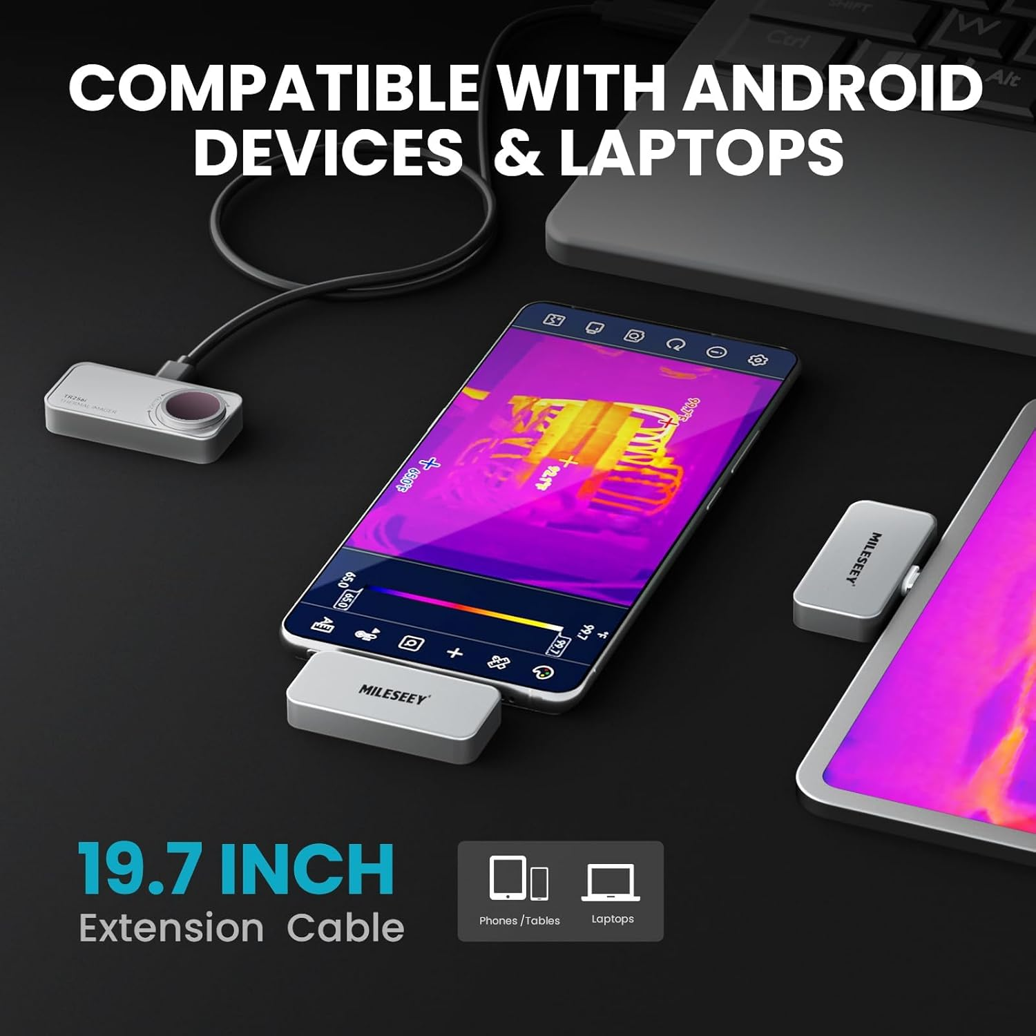 Mileseey Tr256I Thermal Imaging Camera for Android, 256X192 Resolution, 25Hz Refresh Rate, -20&deg;C to 350&deg;C Temp Range, Thermal Imager for Smartphones USB-C image number 2