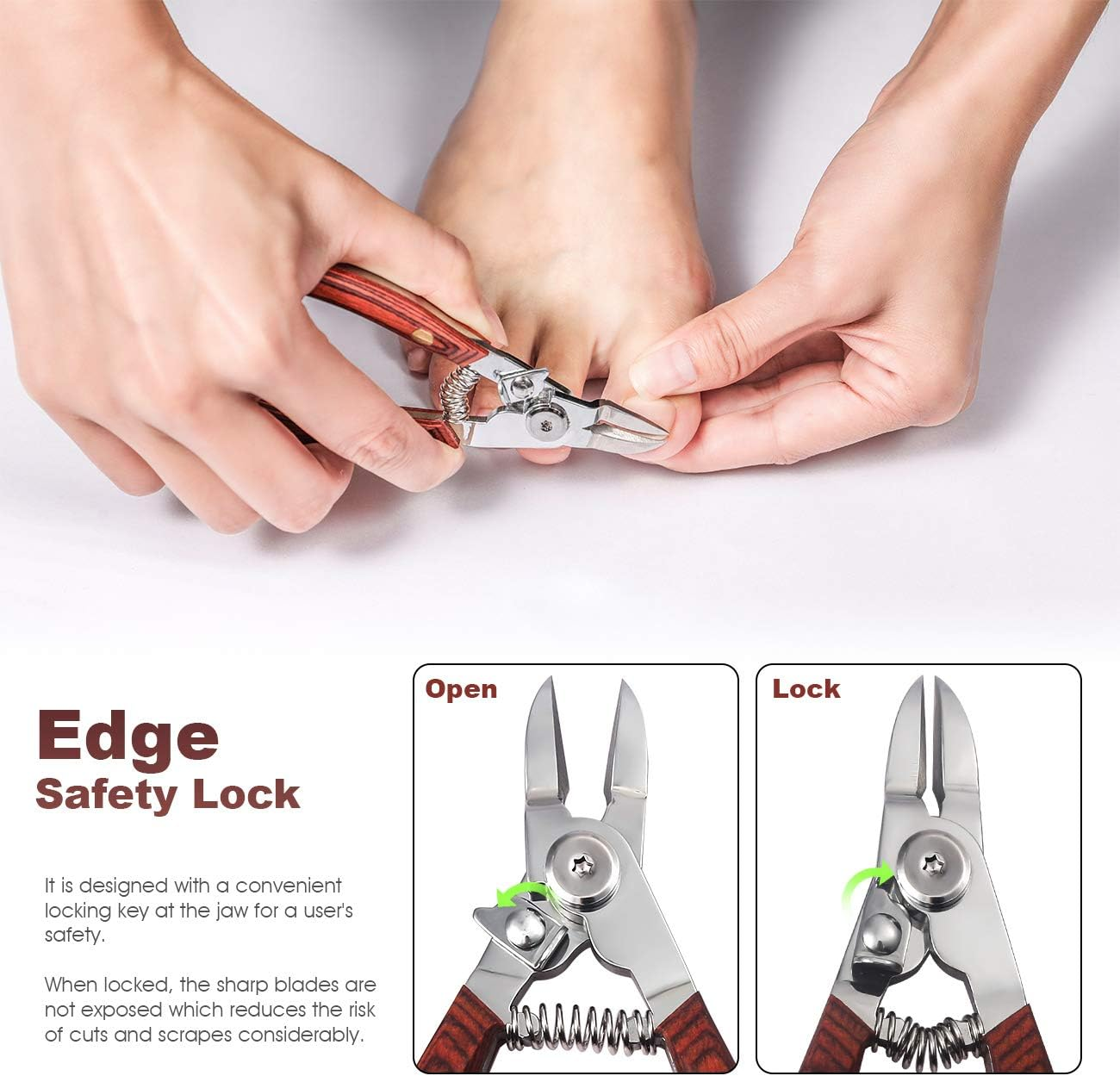 BEZOX Wooden Handle Nail Clippers for Strong Toenails Nail Clippers Set, Nail Clippers with Metal Nail File for Deep, Strong, Thick Ingrown Toenails and Fingernails with Nail File image number 4