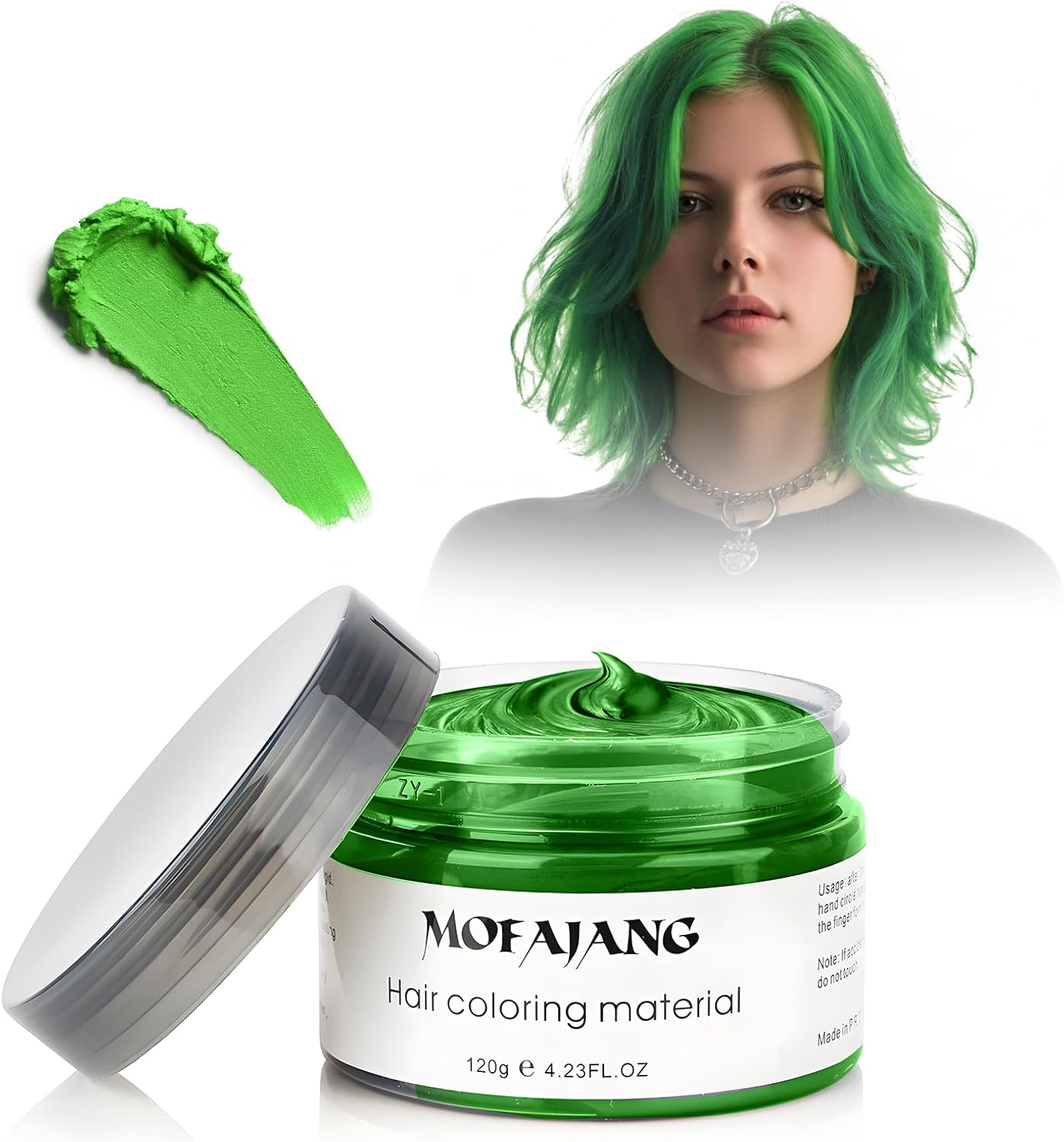 Green Hair Wax Colour, SOVONCARE Temporary Hair Colour Wax Natural Instant Hairstyle Cream for Women & Men Party, Cosplay, Halloween, 4.23 Oz (Green)