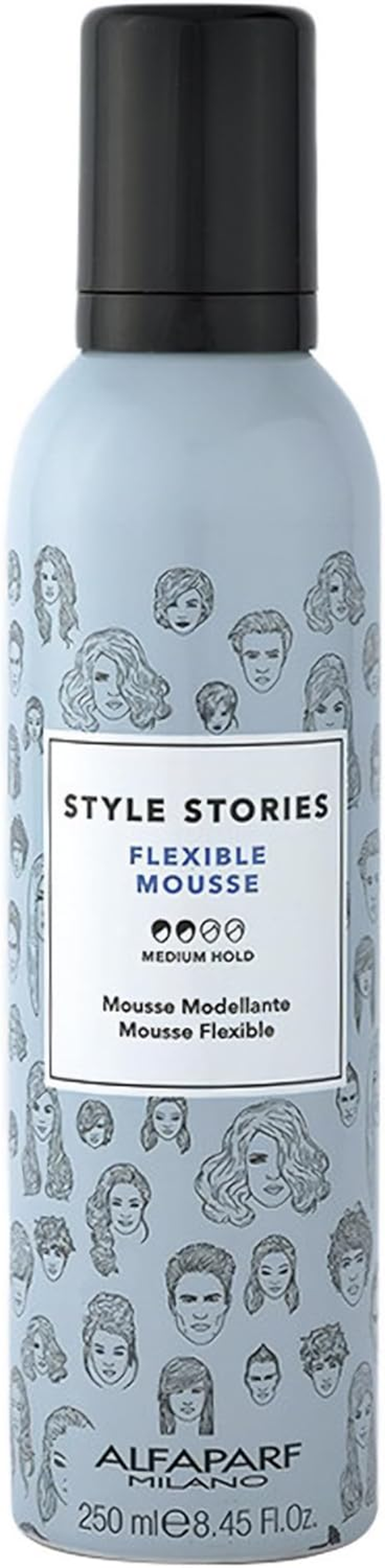 Alfaparf Milano Style Stories Flexible Hair Mousse - Lightweight Hair Styling & Volumizing Mousse with Medium Hold - Provides Styling Control without Stiffness - Ideal for All Hair Types (8.45 Fl Oz)