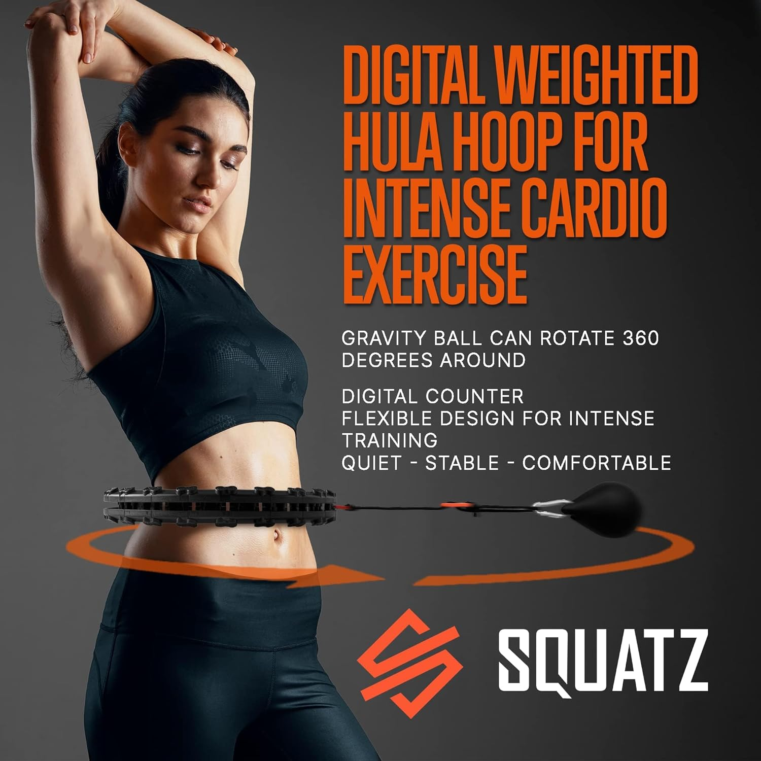 SQUATZ Exercise Hula Hoop for Adults Weight Loss - Weighted Hula Hoop for Workout, Adjustable & Detachable Weighted Hula-Hoop image number 1