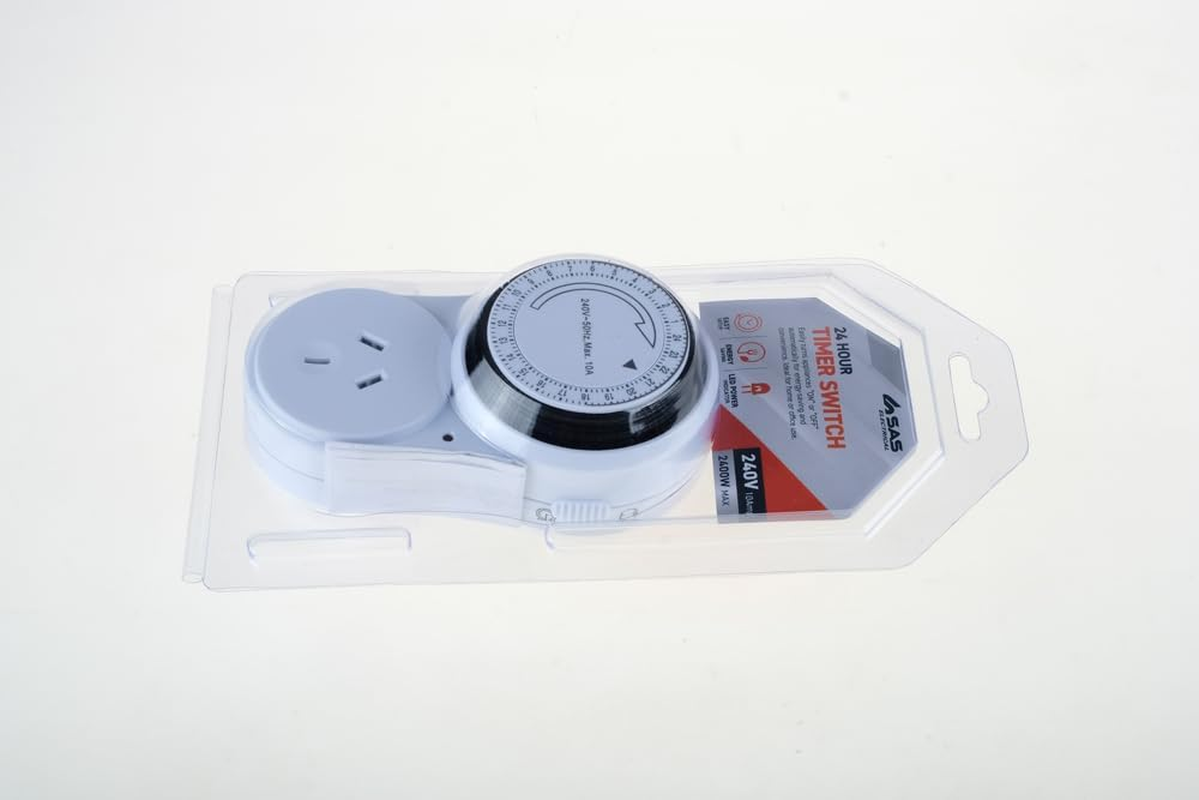 SAS Electrical 240V 10A 24-Hour Timer, White, 120 X 70 Mm image number 3