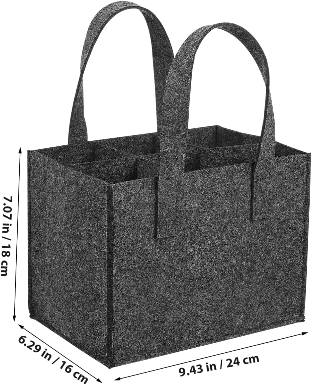 SHOWERORO Felt Wine Carrier Bottle Bag 24X16X16Cm Thick Felt Handbag with 6 Bottle Capacity Portable Wine Storage Tote for Travel Camping Picnic 4 Pack