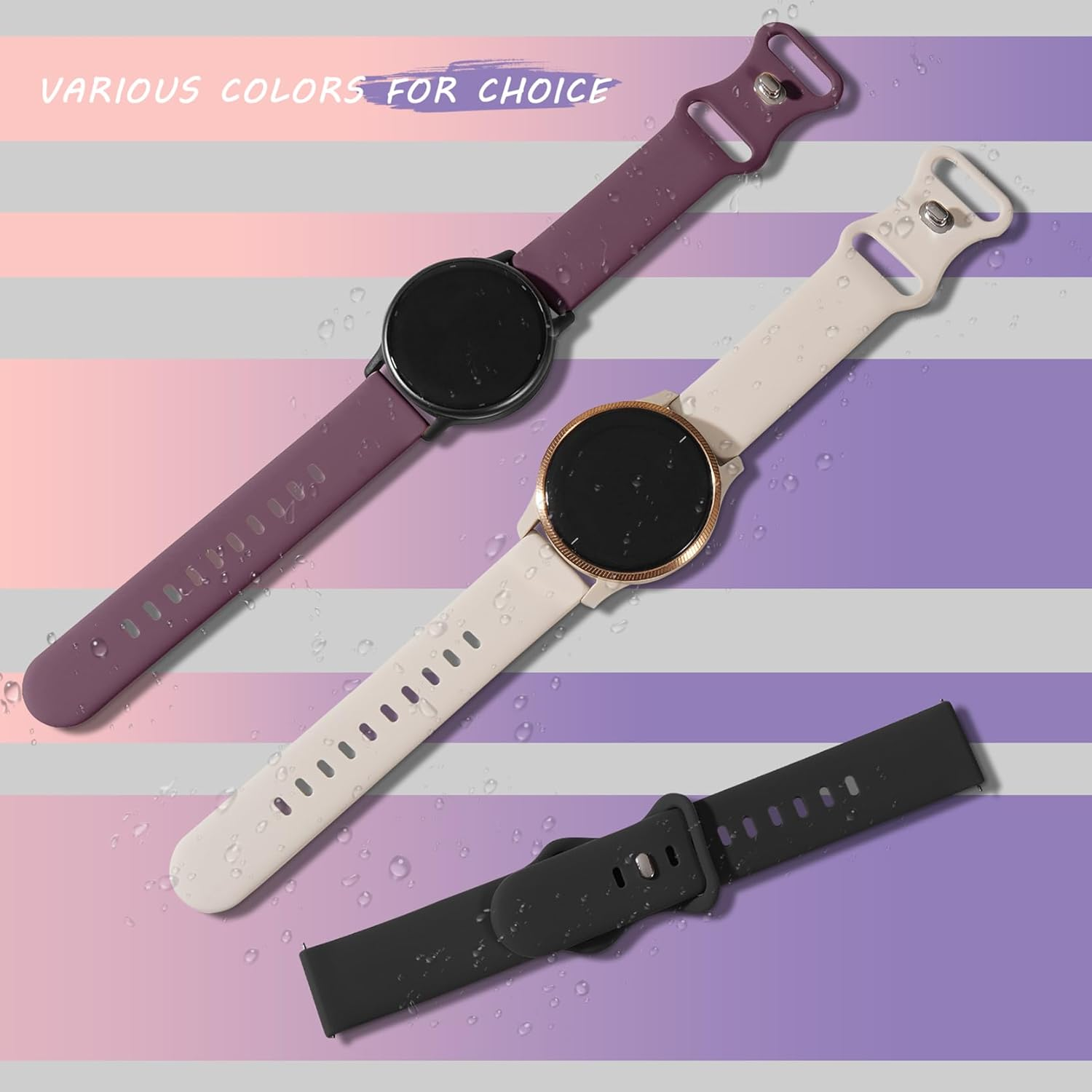 Everact 3 Pack Silicone Watch Bands Compatible with Garmin Venu 3S/Venu 2S/Vivoactive 4S/Vivomove 3S/Forerunner 255S/Forerunner 265S, 18Mm Quick Release Soft Sport Strap for Women Men image number 6