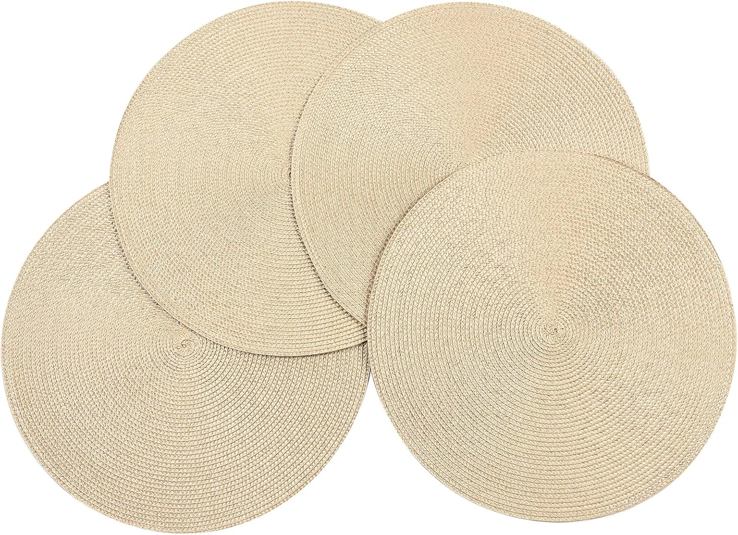 Round Braided Placemats Set of 4 15 Inch round Table Mats for Dining Table Heat Resistant Non-Slip Circle Place Mats (Orange)