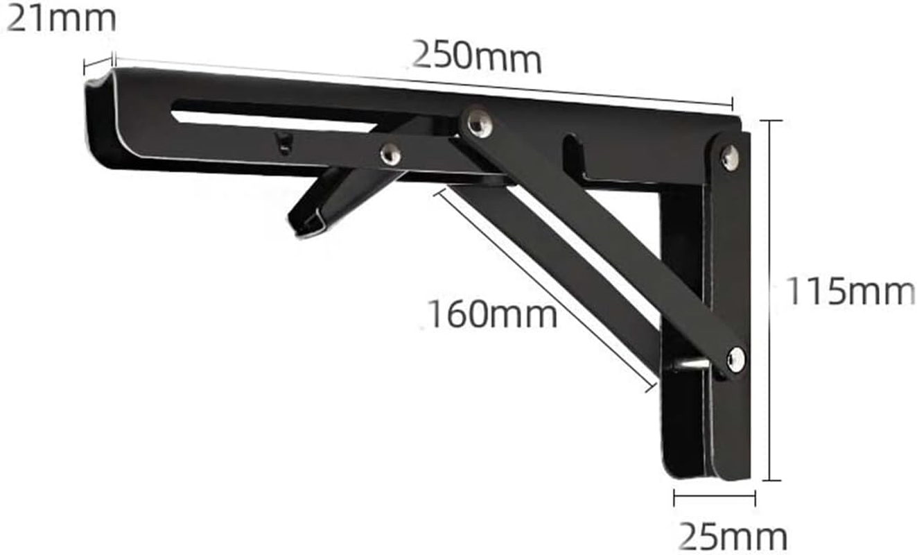 2 PCS Folding Shelf Bracket Heavy Duty, 10'' Stainless Steel Collapsible Wall Mounted Space Saving DIY Bracket for Table, Work Bench, Max Load: 150 Lb (Include Screws) image number 3