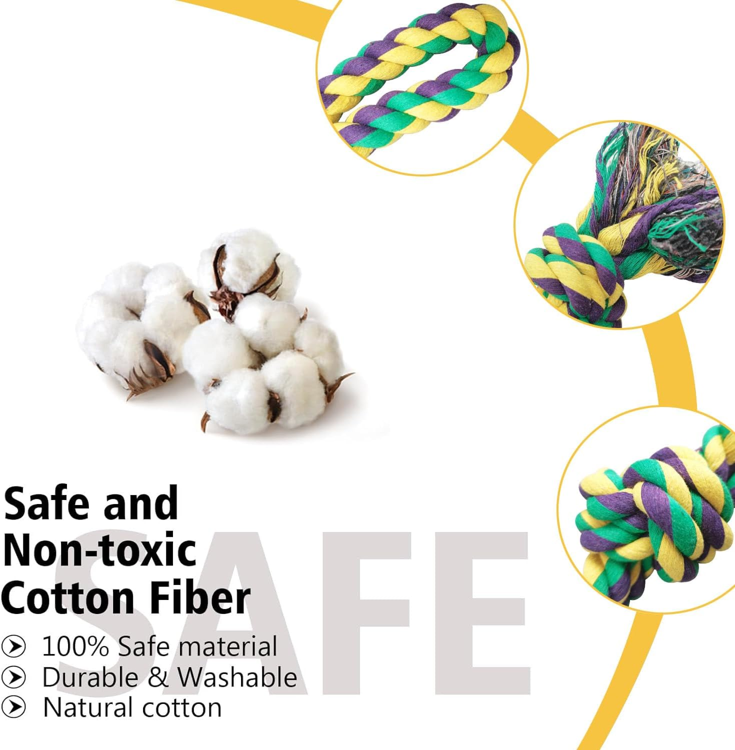 TUAHOO 2 Pack Dog Rope Toy for Large Breed Aggressive Chewers, Nearly Indestructible Dog Toys for Tug of War, Interactive Toy for Boredom, 100% Cotton Chew Teeth Cleaning (55Cm, 390G/Each) image number 6