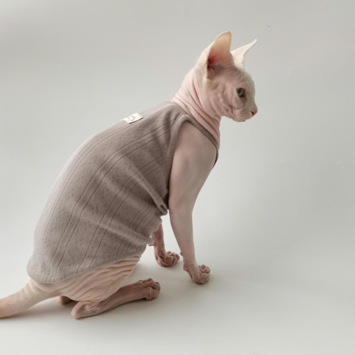UOSIA Sphynx Cat Clothes Breathable Hairless Cat Shirts Cotton Soft Kitten T-Shirts Sleeveless Pullover Cat Vest Comfortable Cat Pajamas for Male Cats image number 6
