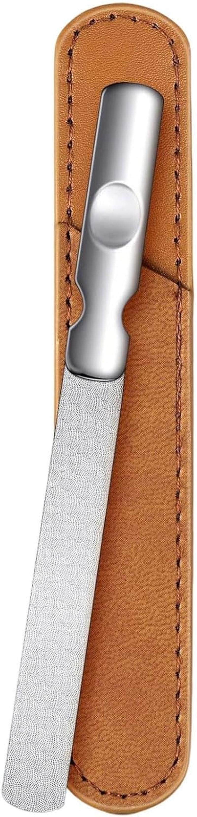 Luzcauwy Stainless Steel Nail File with Anti-Slip Handle, Double Sided Professional Nail Tools & Accessories for Men & Women &ndash; Includes Protective Leather Case image number 5