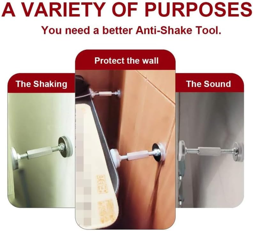 Ciieeo 2Pcs Stainless Steel Bedside Fixer Adjustable Anti-Sloshing Actuator Wall Stabilizer Sturdy Anti-Slip Tool for Home Bedroom for Bed Sofa and Chairs image number 4