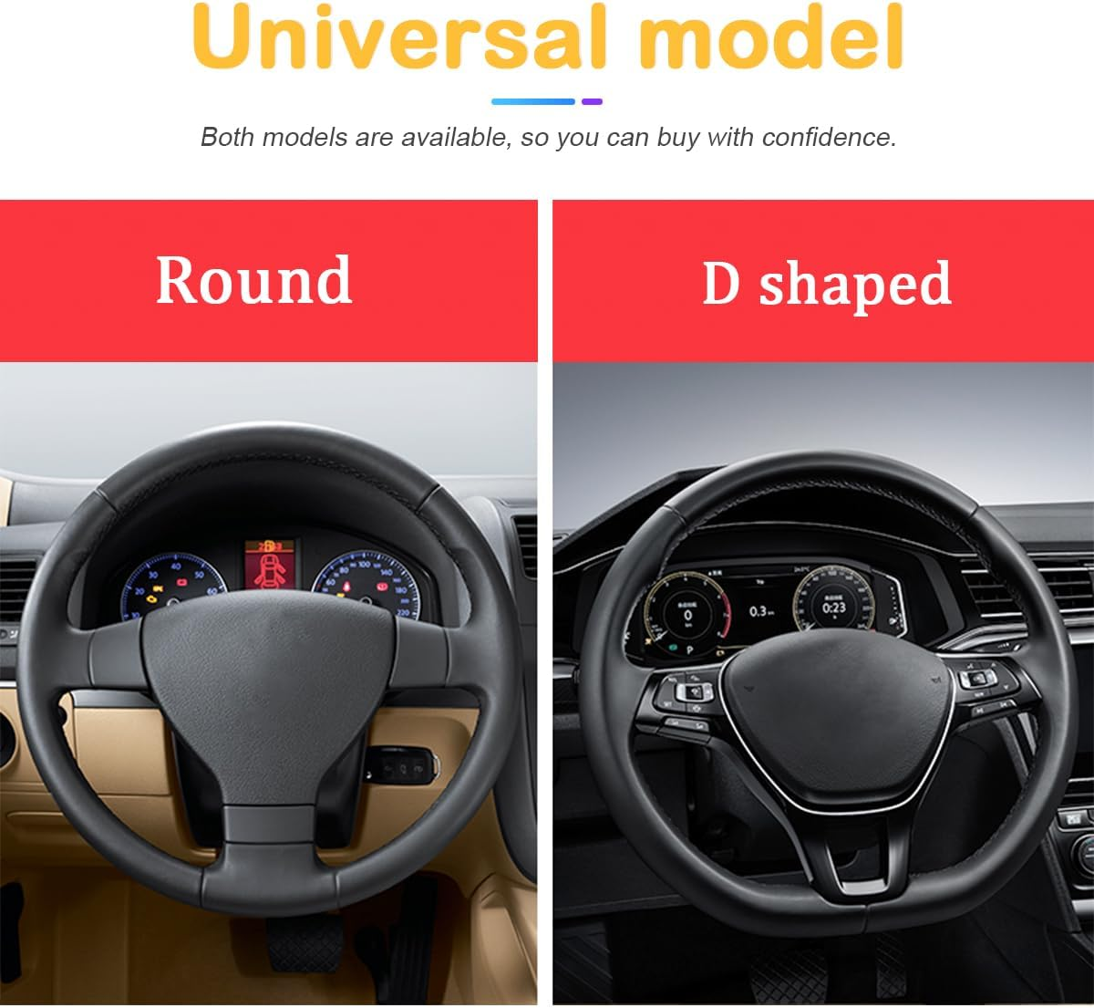 Car Steering Wheel Cover, 15 Inch Carbon Fiber Microfiber PU Leather Elastic Steering Wheel Protector for Men Women, Anti-Slip Breathable Car Interior Accessories for Most Cars (Red) - Blue image number 7