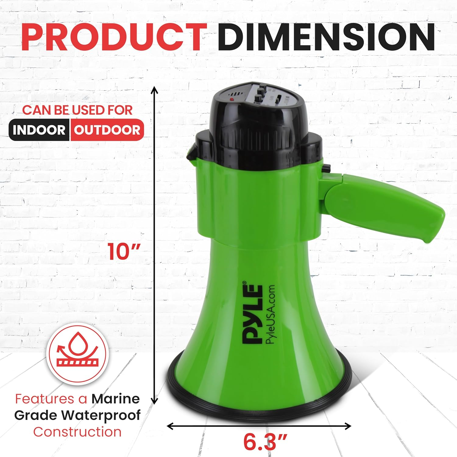 Portable Megaphone Speaker Siren Bullhorn - Compact and Battery Operated with 30 Watt Power, Microphone, 2 Modes, PA Sound and Foldable Handle for Cheerleading and Police Use - Pyle PMP32GR (Green) image number 6