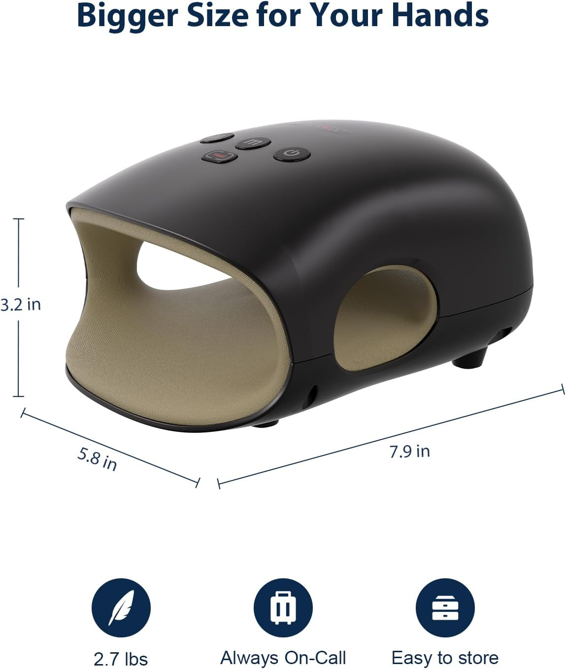 CINCOM Hand Massager - Cordless Hand Massager with Heat and Compression for Arthritis and Carpal Tunnel - Gifts for Women (Black) - White image number 3