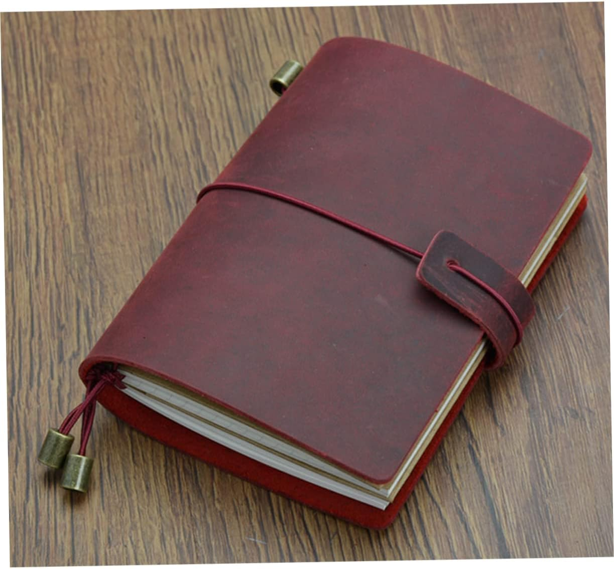 Operitacx Leather Notebook Passport Size 5.31X4.13In Travel Journal Diary Notepad with Lined Grid and Blank Pages Vintage Cowhide Cover for Writing and Sketching