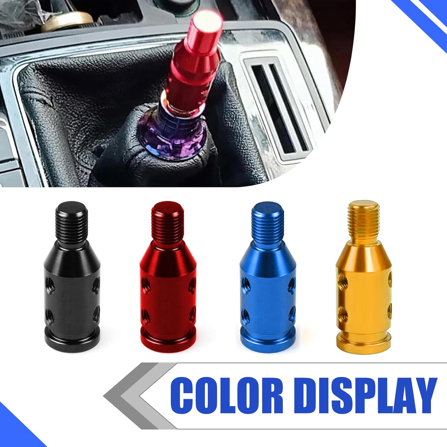 Pack-1 Automotive Gear Head Thread Adapter, M12 X 1.25 Metal Shift Knob Gear Lever Adapter, Car Multi-Functional Replacement Accessories, Compatible with Most Cars, Trucks, Suvs (Blue) image number 1