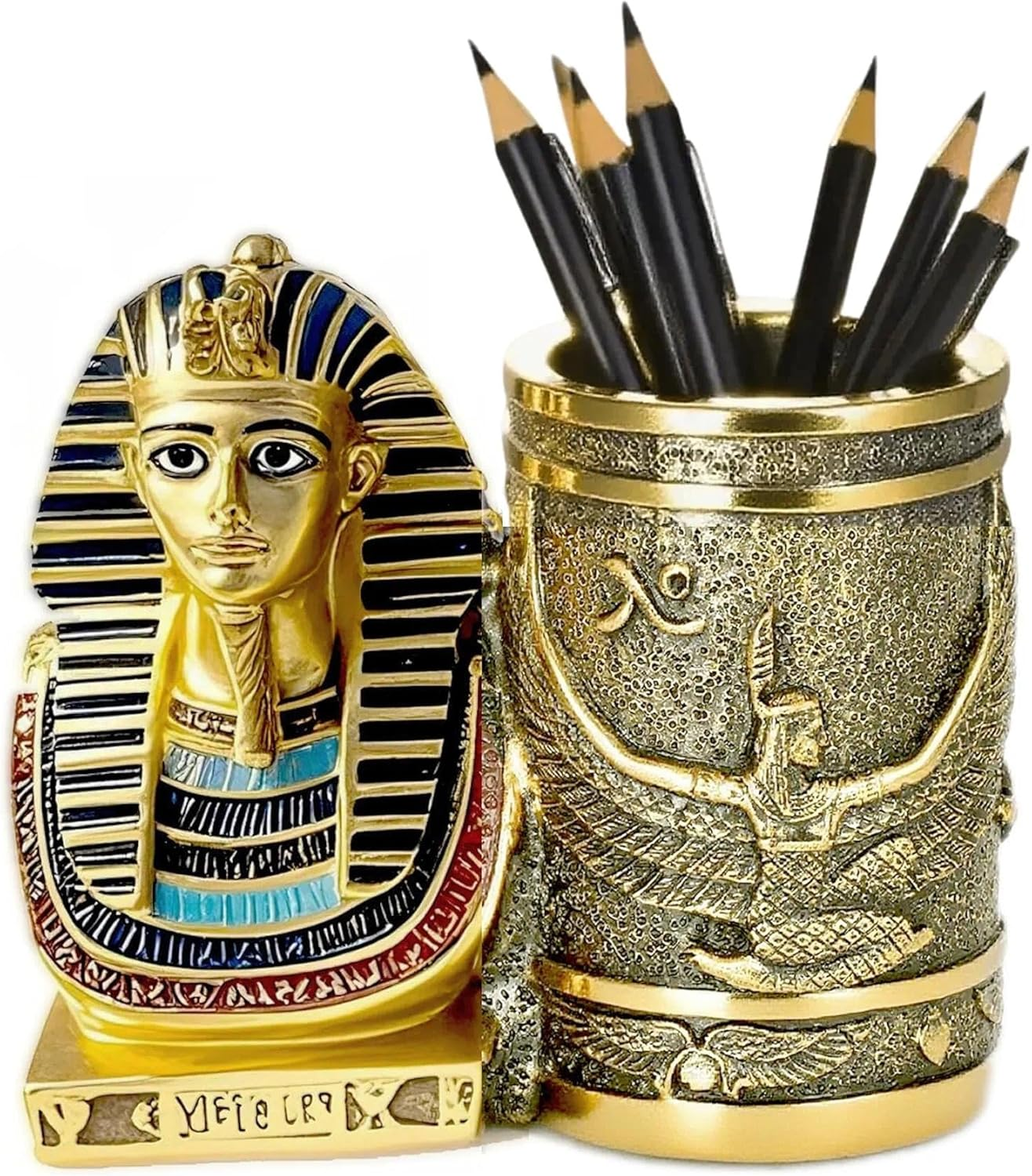 CRFY Ancient Egyptian Pencil Holder, Egyptian King Pharaoh Pen Cup, Pen Holder for Desk Office Pen Organizer, Pencil Cup Storage Containers - Small image number 3