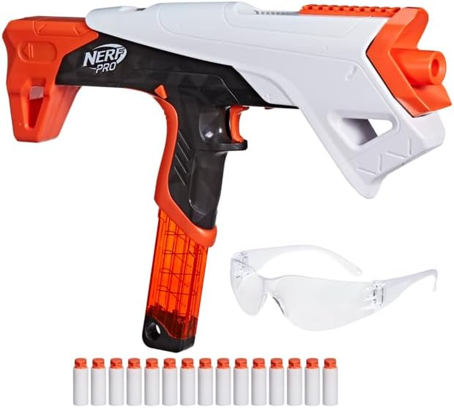 Nerf Pro Torrent Half-Length Dart Blaster, 150 FPS, 15 Nerf Pro Half-Length Darts, 15-Dart Magazine, Pump Action, Eyewear, Gifts for Teens, 14+ image number 1