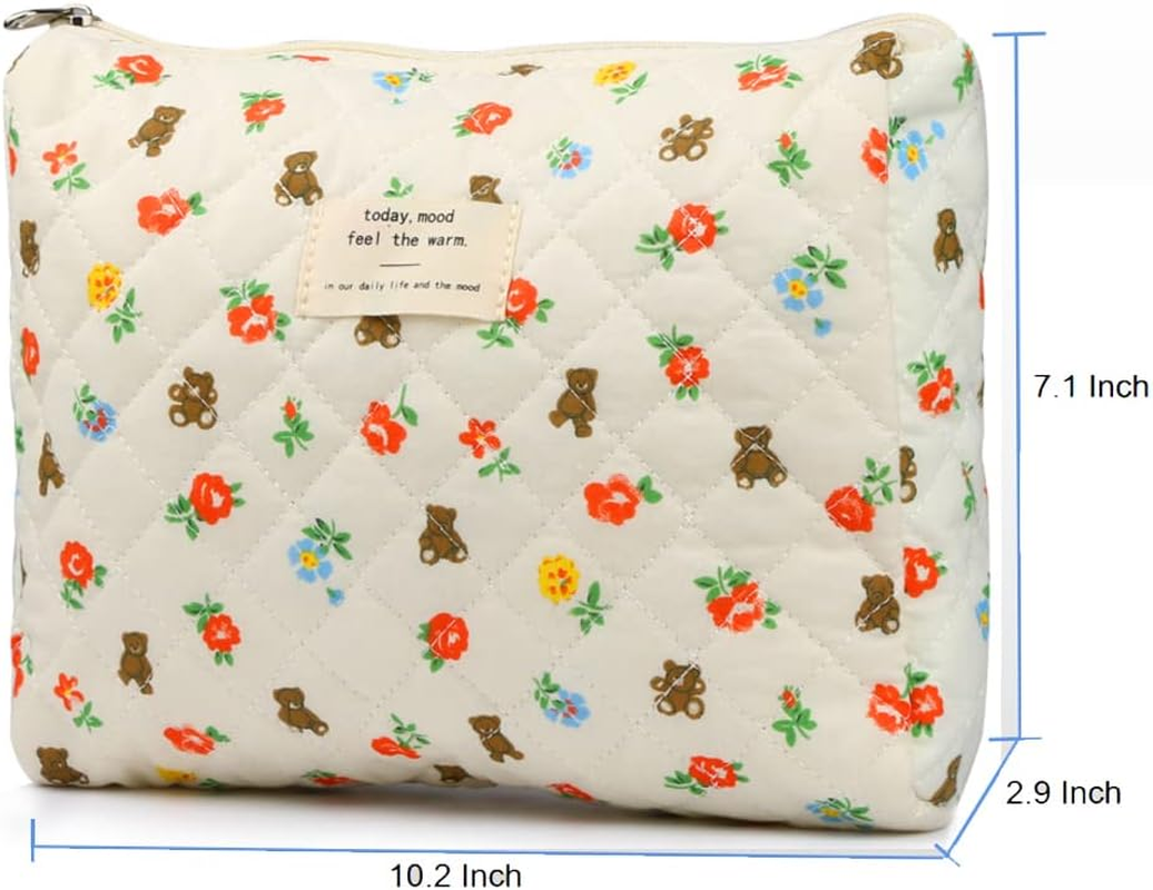 PINKCONA Cosmetic Bags for Women, Cute Floral Makeup Bag, Organizer Storage Make up Bag, Travel Toiletry Bags, Girls Pencil Case Bags, Handbags Purses Pouch, 07 - Uu/Mid, Floral - 03 - Uu/Big image number 6