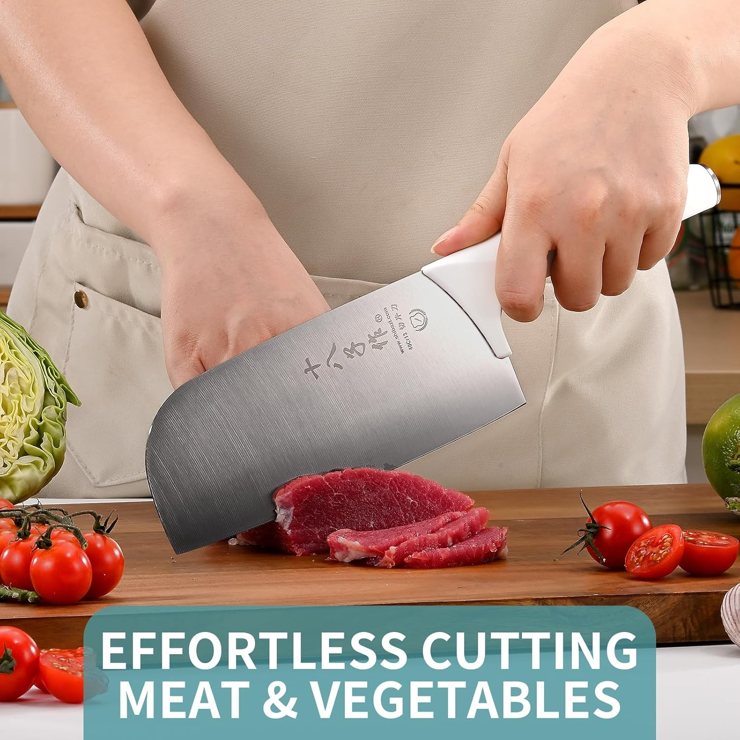 SHI BA ZI ZUO Meat Knife High Carbon Steel Chef Knife for Effortless Cutting and Slicing,Professional Kitchen Knife with Anti-Slip Plastic Handle image number 1