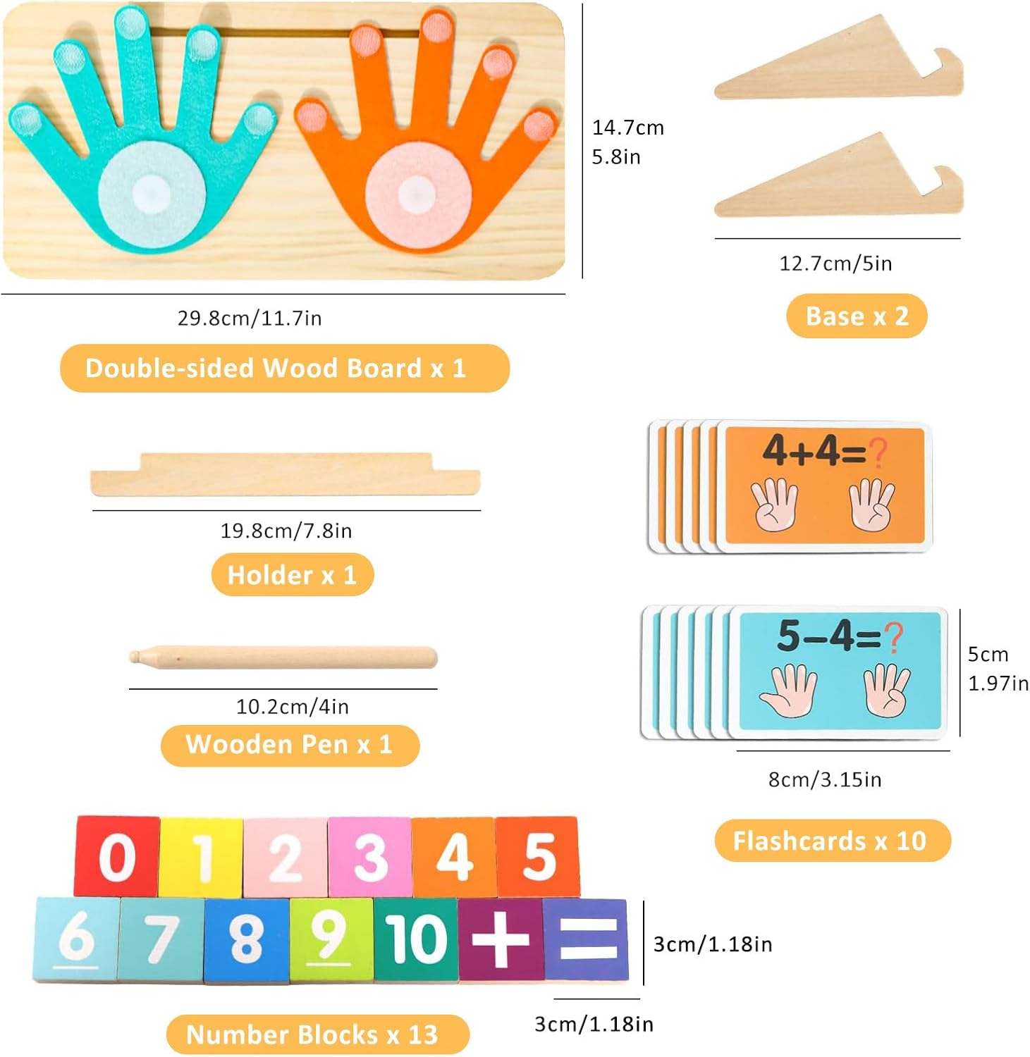 Wooden Learning Education Toys, TOTCOZY Double-Sided Finger Counting & Number Tracing Board, Preschool Educational Toys for 3 4 5 Year Old Boys Girls image number 6