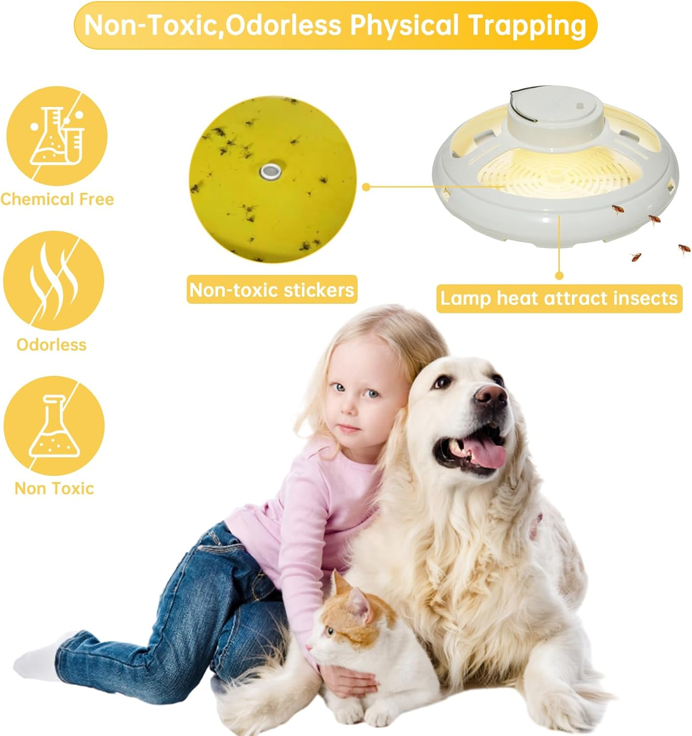 2 Packs Flea Traps for inside Your Home,Indoor Flea Light,Premium Traps with 4 Modes and 6 Sticky Pads, Sticky Flea Traps, for Houses, Homes, Friendly to Pets image number 4