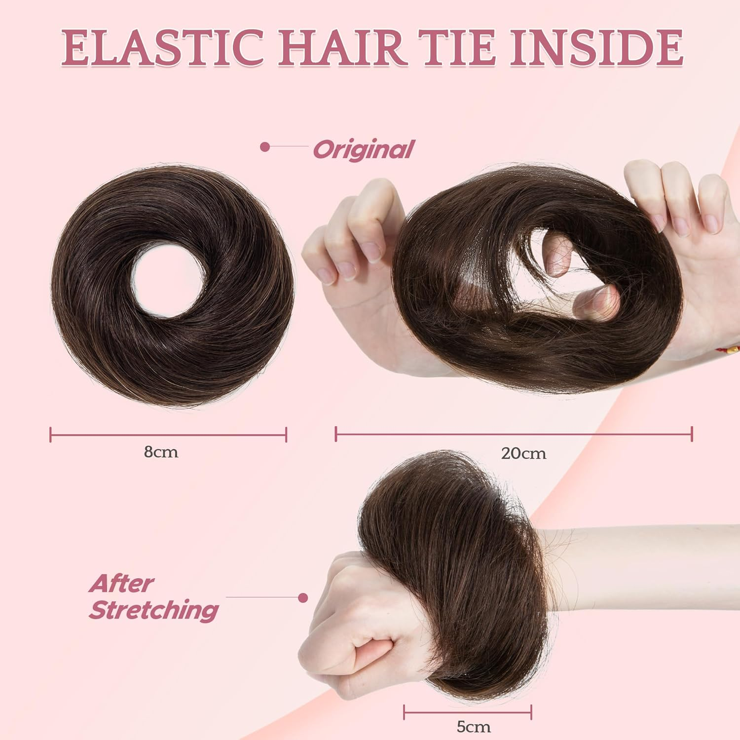 SEGOHAIR Messy Real Hair Bun Scrunchie Human Hair Piece for Women Updo Donut Bun Hairpiece Straight #02 Dark Brown image number 1