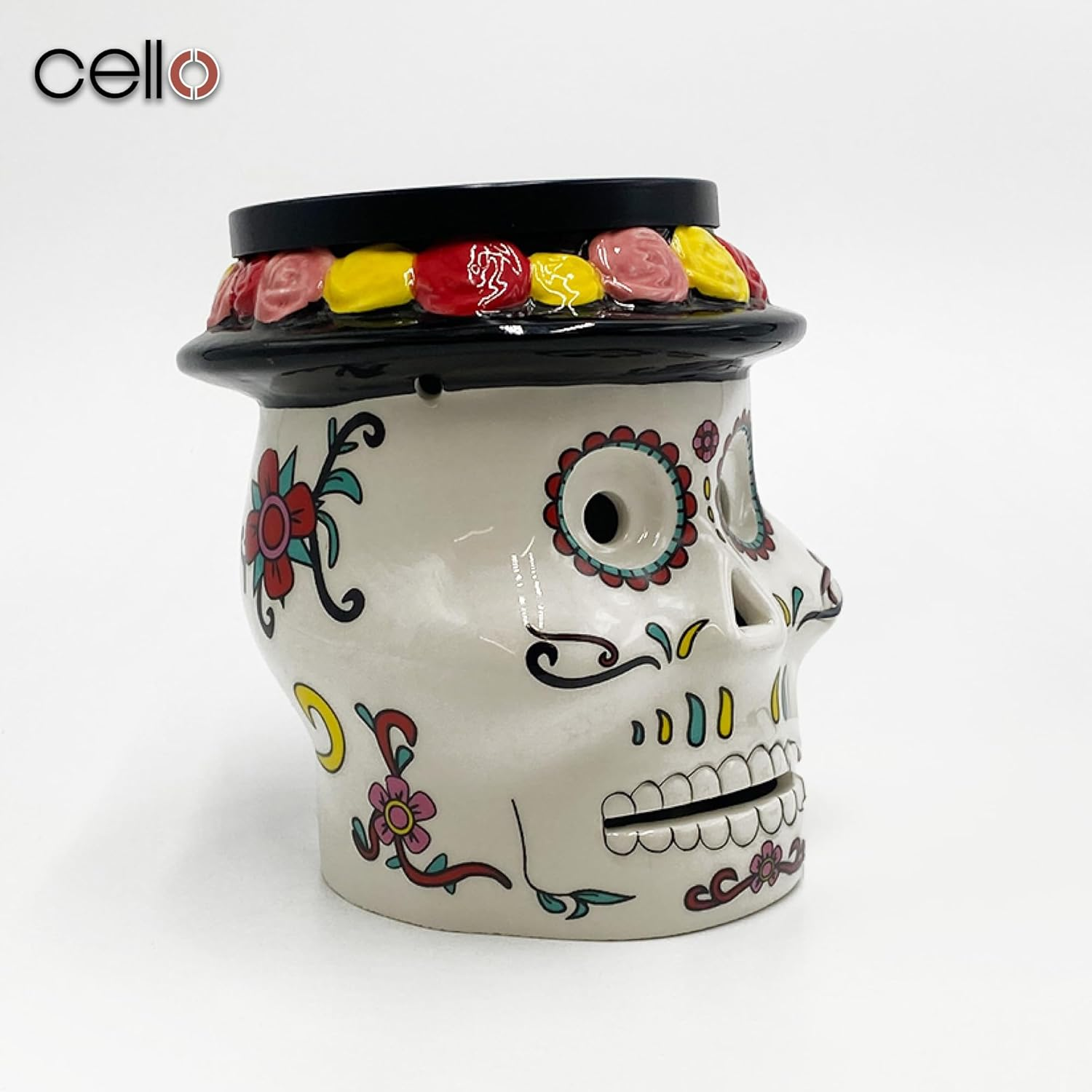 Cello Sugar Skull Electric Melt Burner - Wax and Oil Burner, Gothic Home Decor, Skull Ornament for Home Fragrance and Essential Oils image number 2