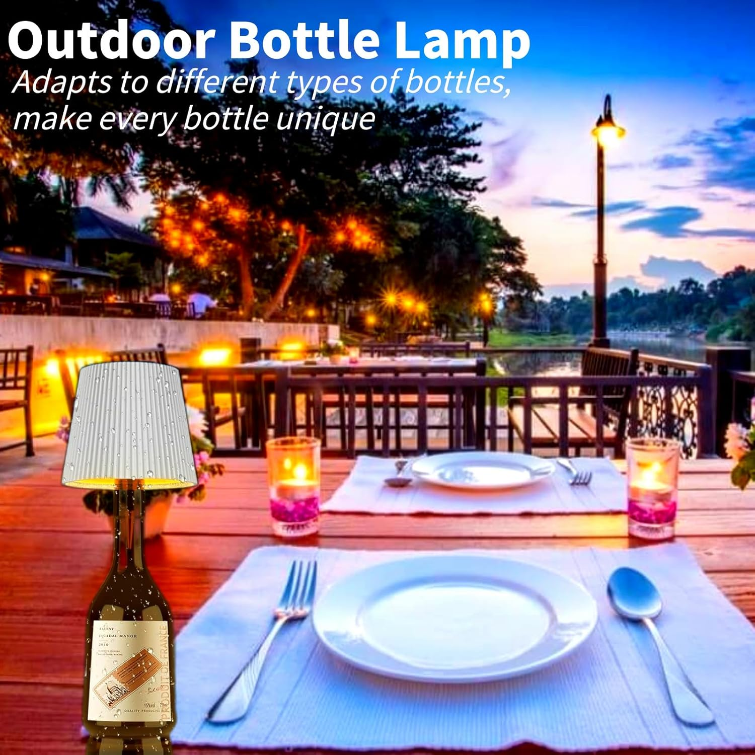 Brabola Wireless Bottle Lamp, Wine Bottle Lamp Kit for Liquor Bottles 3 Color Dimmable Battery Operated Rechargeable Table Lamp Shade for Restaurant, Home,Home, Office, Bar, Christmas (White) image number 5