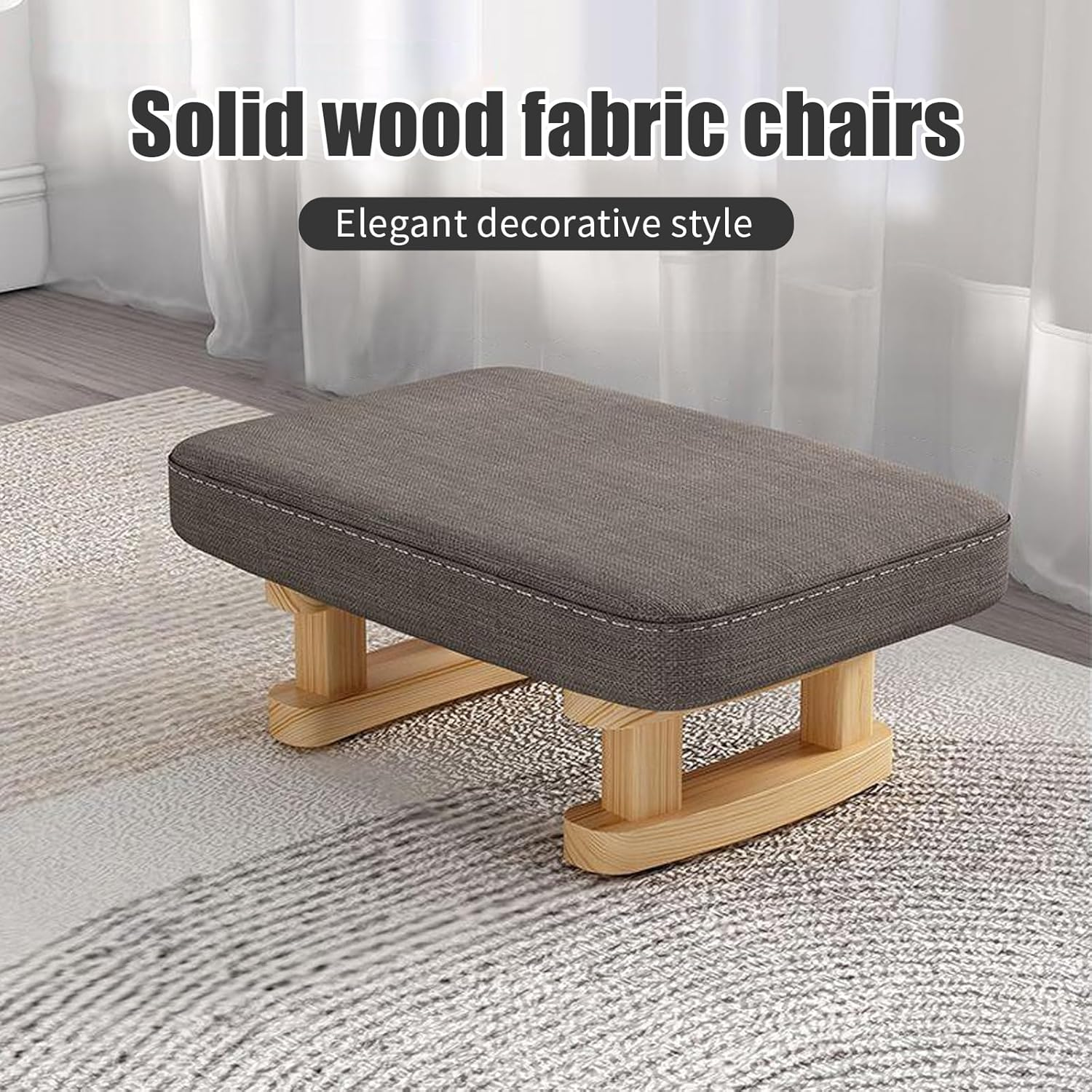 Small Footstool, Wooden Chair Leg Modern under Desk Foot Rest, Stable anti Slip Simple Padded Sofa Footstool for Living Room (Dark Grey) - Dark Grey image number 6