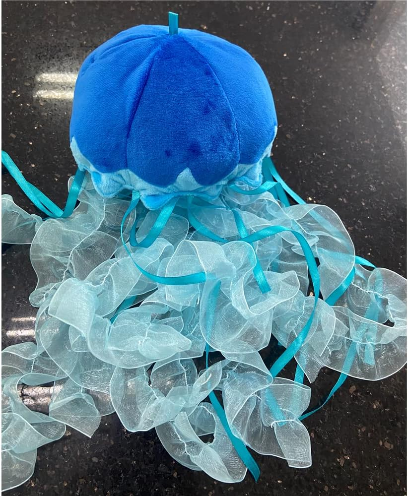 JIANEEXSQ Creative Colorful Jellyfish Stuffed Animal Simulation Sea Animal Jelly Fish Plush Toy for Kids'S Room Decor Birthday Gift (Blue) image number 3