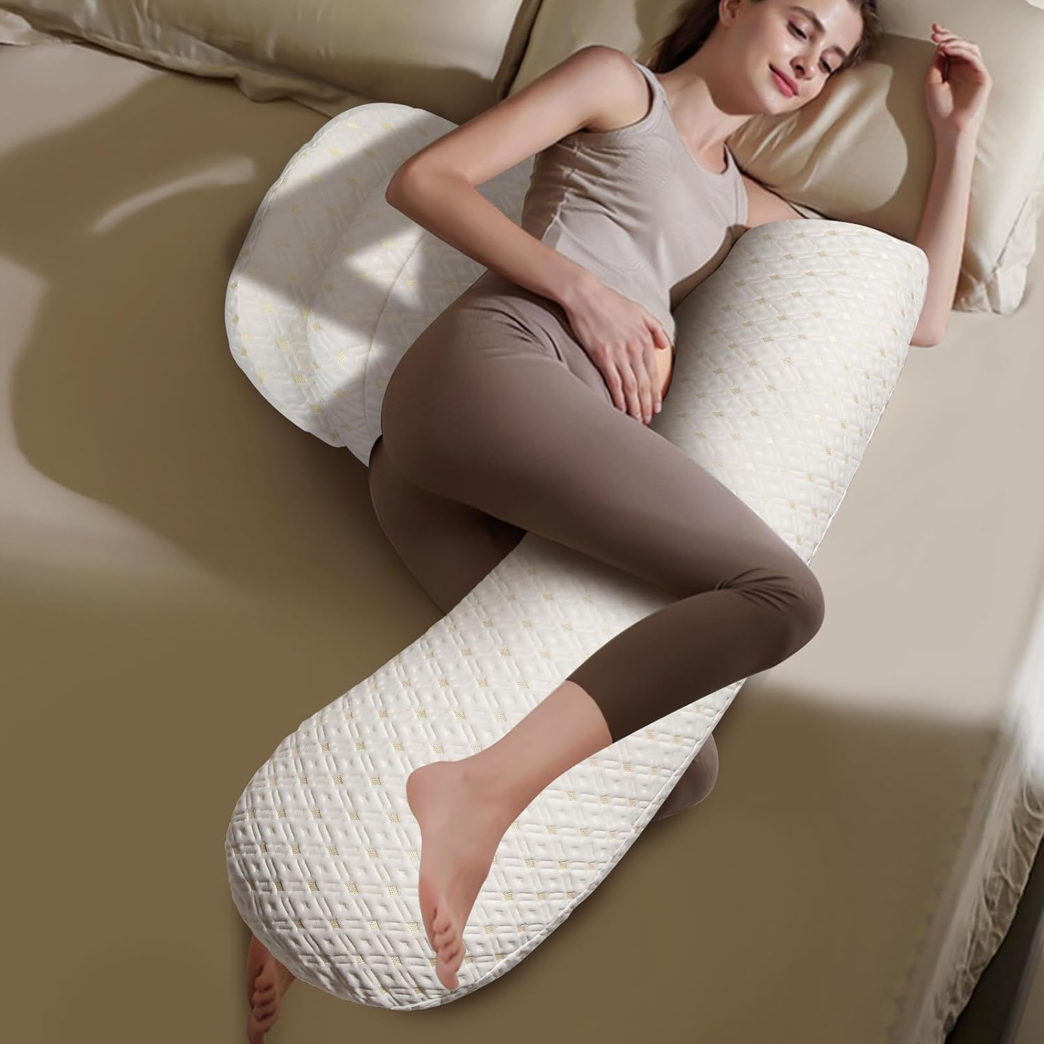 LEFAFA Pregnancy Pillows for Sleeping, Breathable Skin Friendly Maternity Pillow with Adjustable and Removable Cover, Support for Back, Legs, and Belly of Pregnant Women image number 3