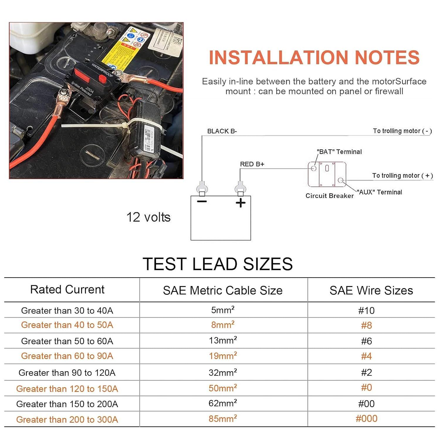 Erayco 50 Amp Circuit Breaker with Manual Reset for Car Marine Trolling Motors Boat ATV Manual Power Protect for Audio System Fuse, 12V-48VDC, Waterproof (50A) image number 1