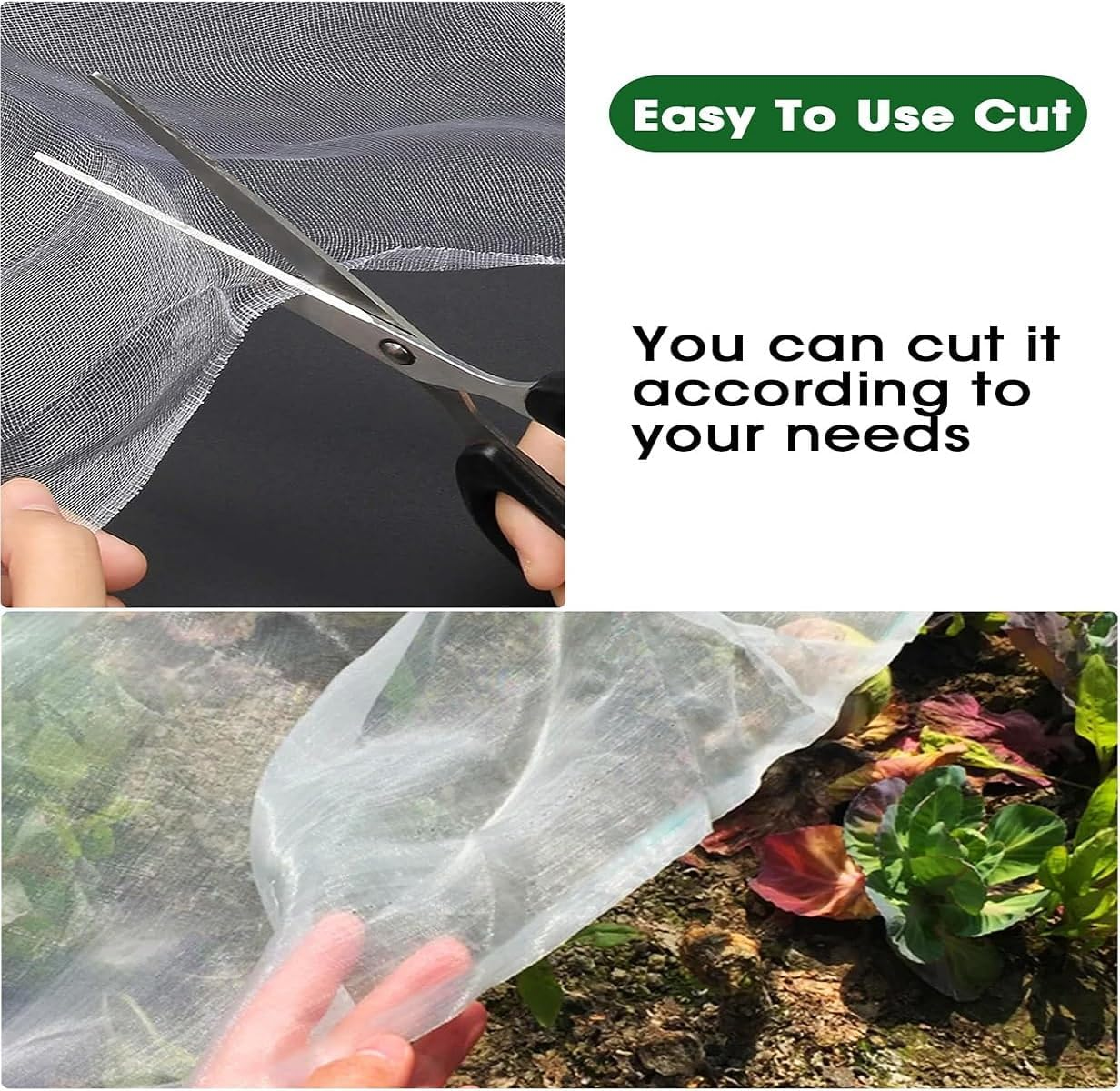 WADY Ultra Fine Garden Netting 8.2X20Ft, Reusable Plant Covers for Vegetables Fruits Flowers, Durable Greenhouse Protection Net, Pest Bird Barrier & Row Covers for Plants, Breathable Crop Screen image number 4