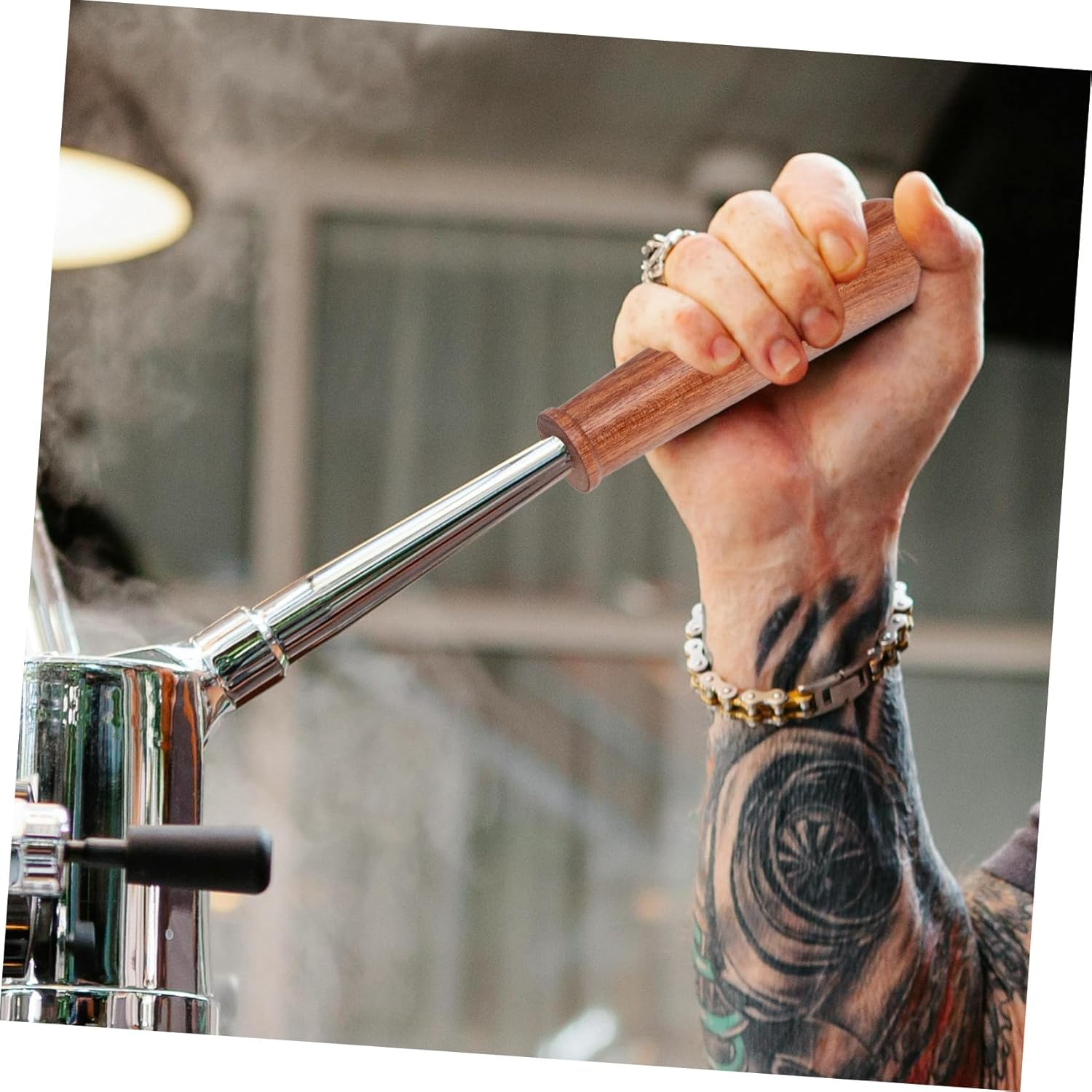 Gatuida Portafilter Handle for Coffee Maker M10 Bottomless Espresso Portafilter Wooden Handle Replacement Coffee Machine Parts for Home and Cafe Use image number 3