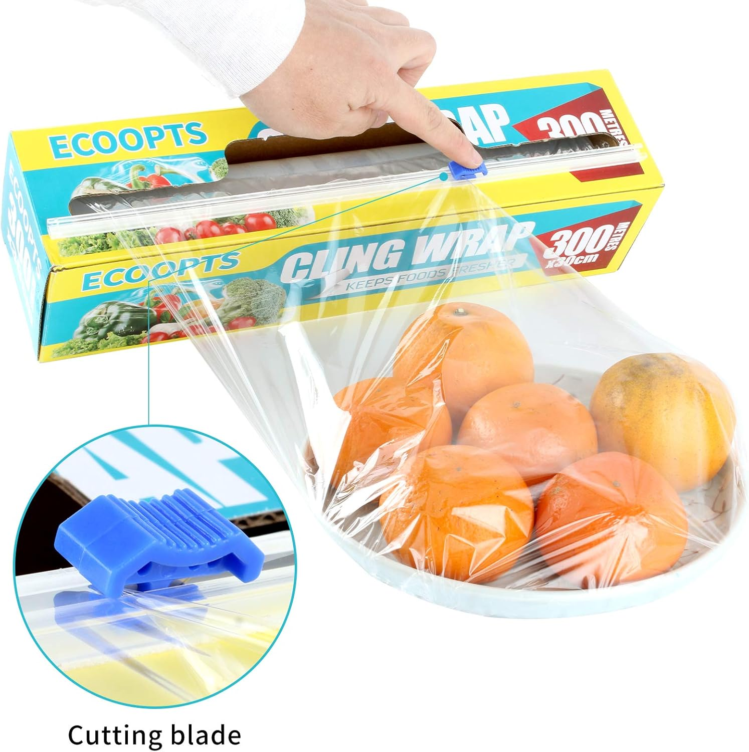 Cling Wrap Plastic Food Wrap with Slide Cutter and BPA Free Plastic Wrap 30Cm&times;300Meter image number 1