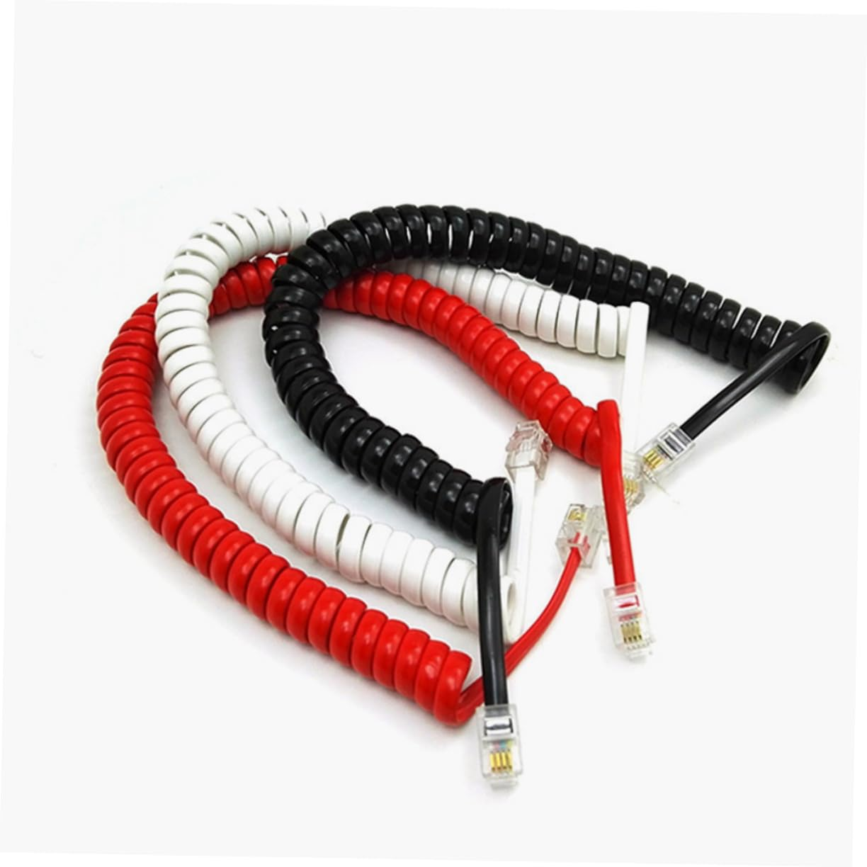 SHINEOFI 12 Pack Curly Phone Receiver Cord 2M Telephone Connection Line for Landline Phones Tangle- image number 6