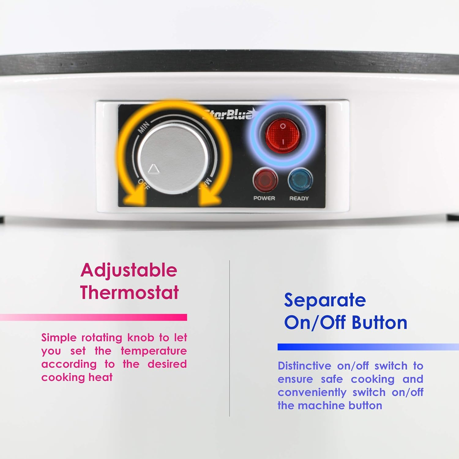 30.5Cm Electric Pancake & Crepe Maker by Starblue with FREE Recipes E-Book and Wooden Spatula - AC 220-240V 50/60Hz 1000W, UK Plug, Australia Adapter Included image number 5