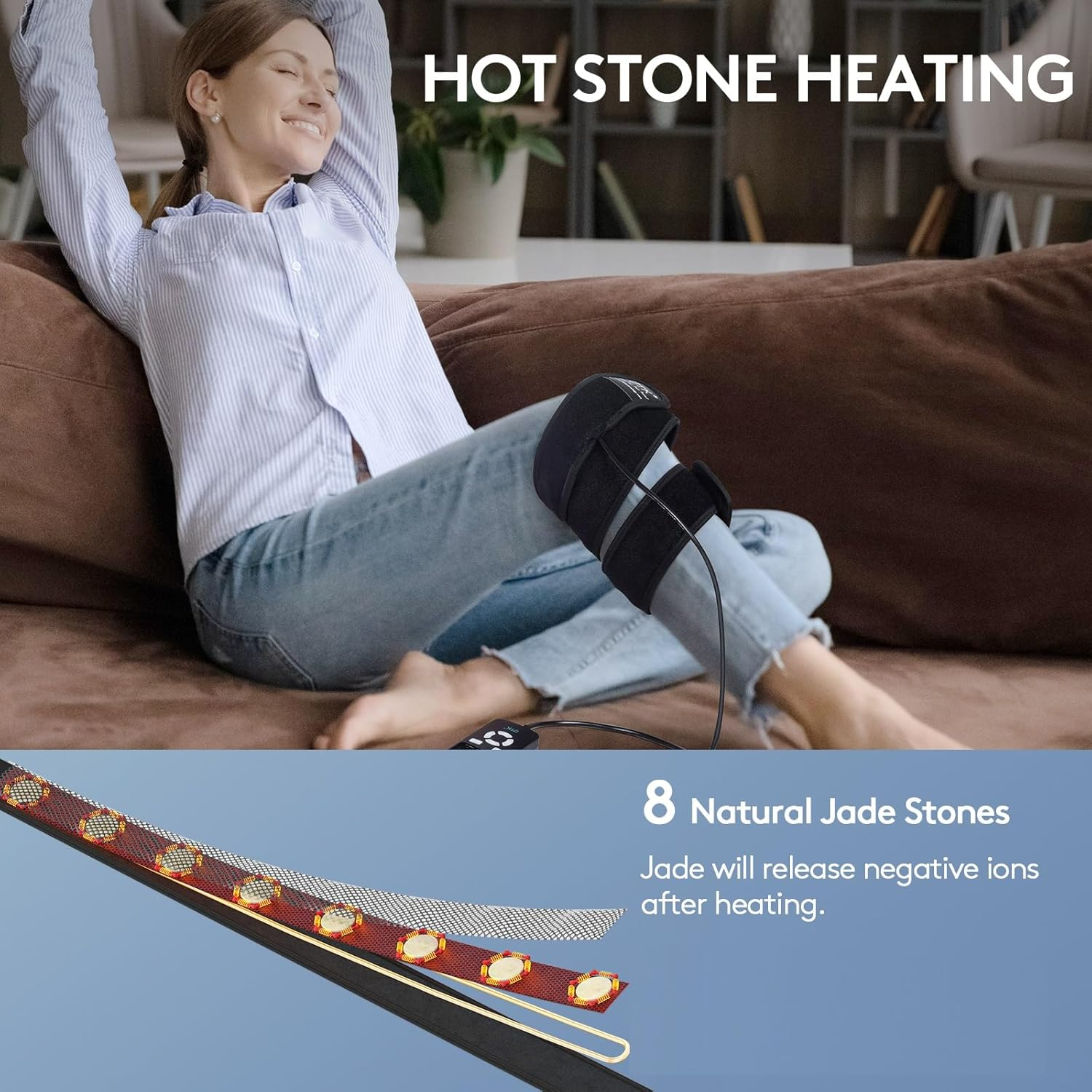 UTK Far Infrared Heating Pad, Heated Flexible Wraps for Arm Joint Elbow, Fast Heating, Hotter to 159℉, 4H Auto off & Memory Function, 120" Extension Cord, 47" X 2.4" with 8 Jade Stones image number 4