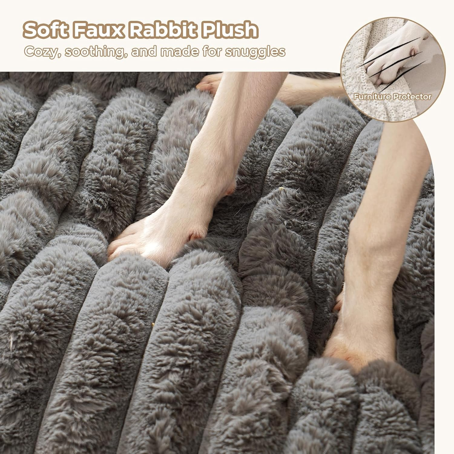 Avont Dog Bed for Couch, Fluffy Pet Mat for Sofa Furniture Protector for Small Medium Large Dogs Cats with Removable Washable Cover -Darkgrey(L) image number 1