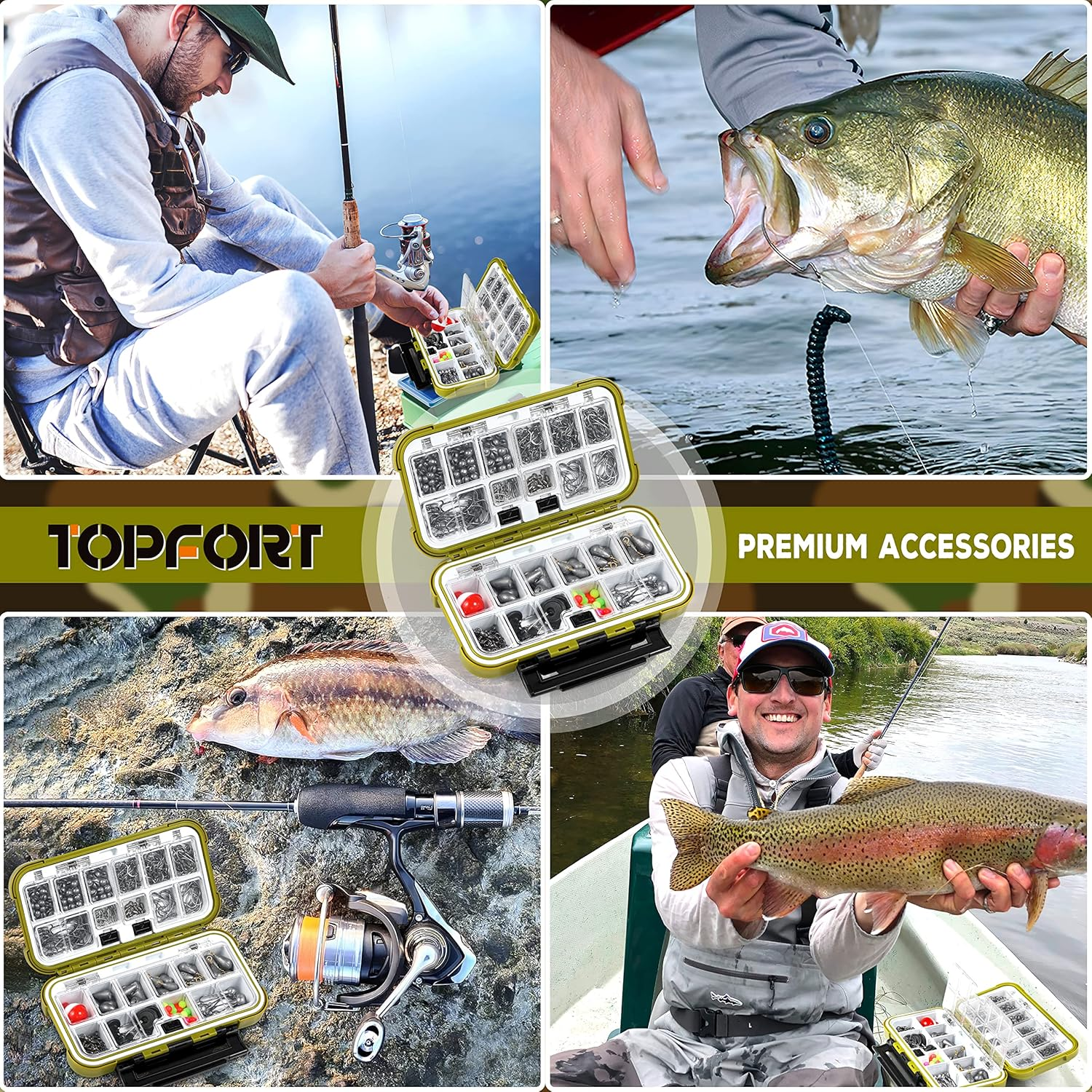 TOPFORT 187/343Pcs Fishing Accessories Kit, Including Jig Hooks, Bullet Bass Casting Sinker Weights, Fishing Swivels Snaps, Sinker Slides, Fishing Set with Tackle Box image number 6