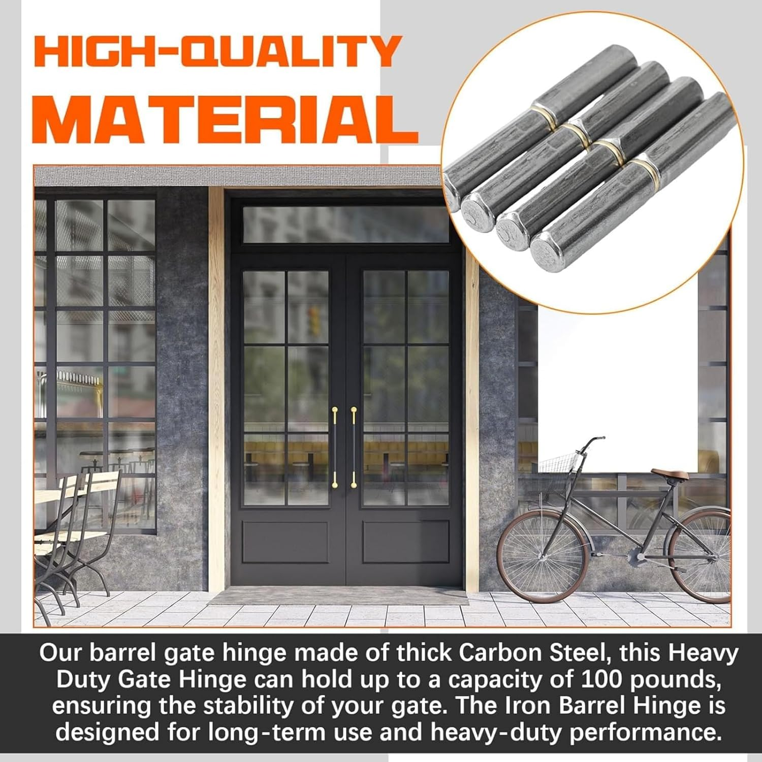 Weldable Barrel Hinges Heavy Duty Weld on Bullet Hinges Carbon Steel Detachable Gate Door Fittings for Swing Door Trailer Ramp (12Pcs(16Mm*120Mm)) image number 2