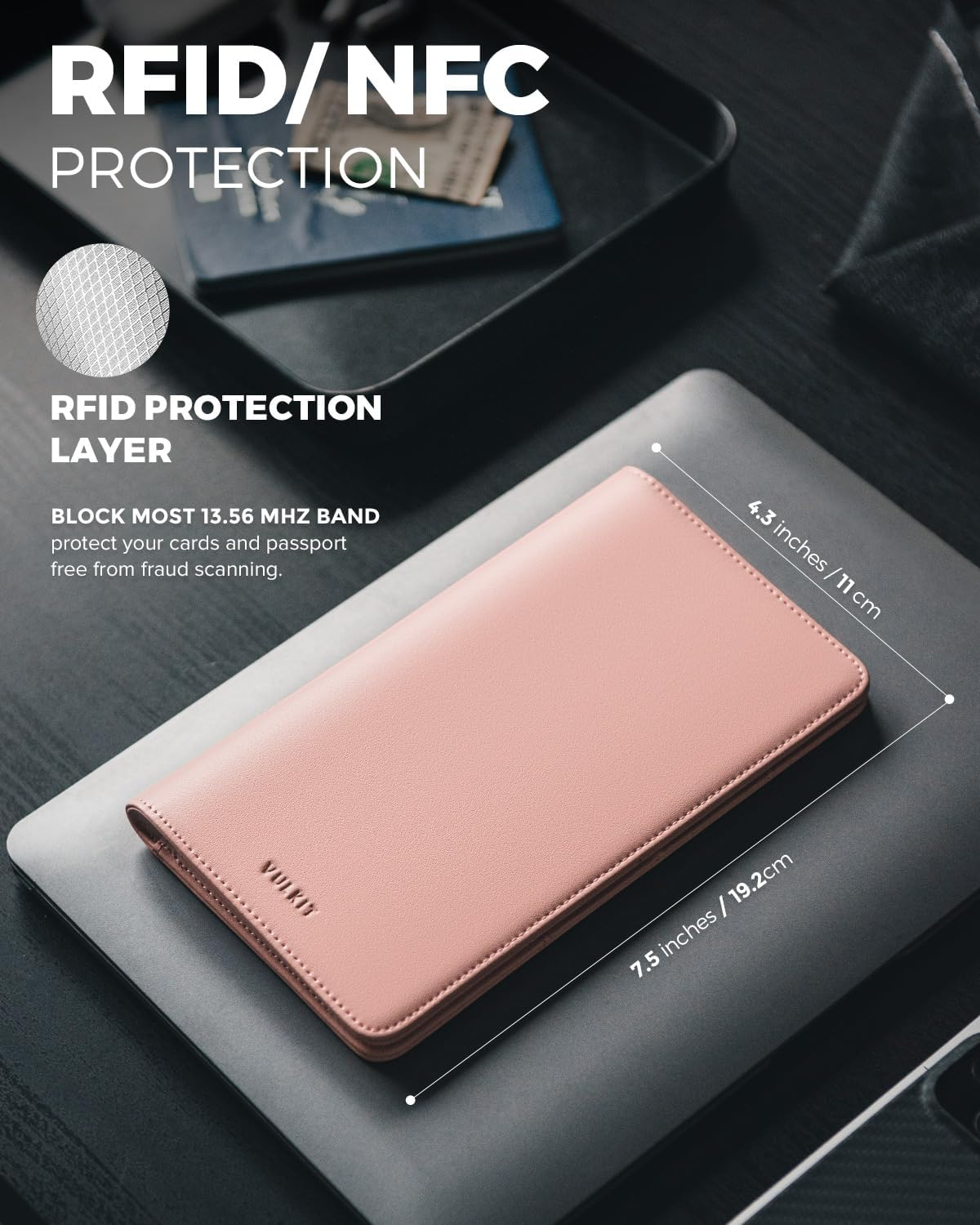 VULKIT Passport Wallet Premium Nappa Leather RFID Blocking Travel Wallet for Men & Women