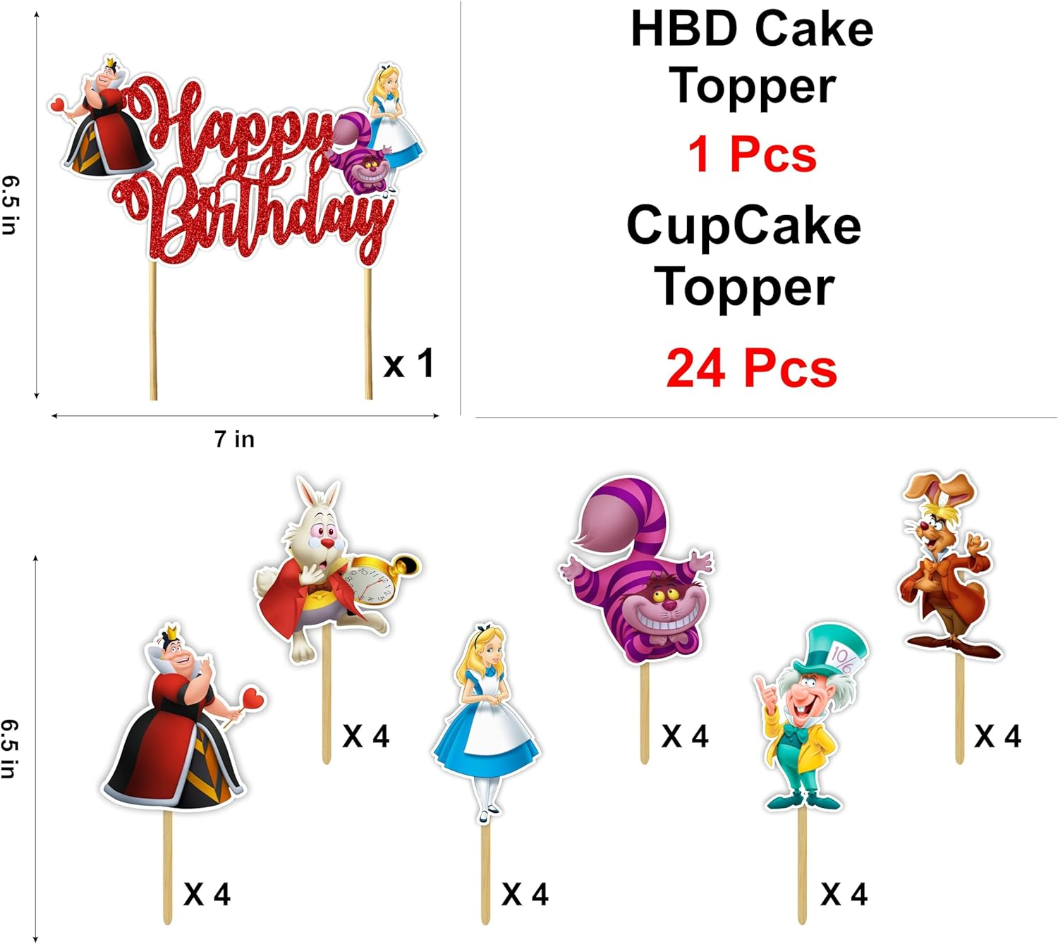 Alice in Wonderland Theme-Inspired Party Decor Set &ndash; Mad Hatter Tea Party Decorations, Queen of Hearts Accents, Vintage Fantasy Wonderland Theme for Birthdays, and Storybook Celebrations image number 1